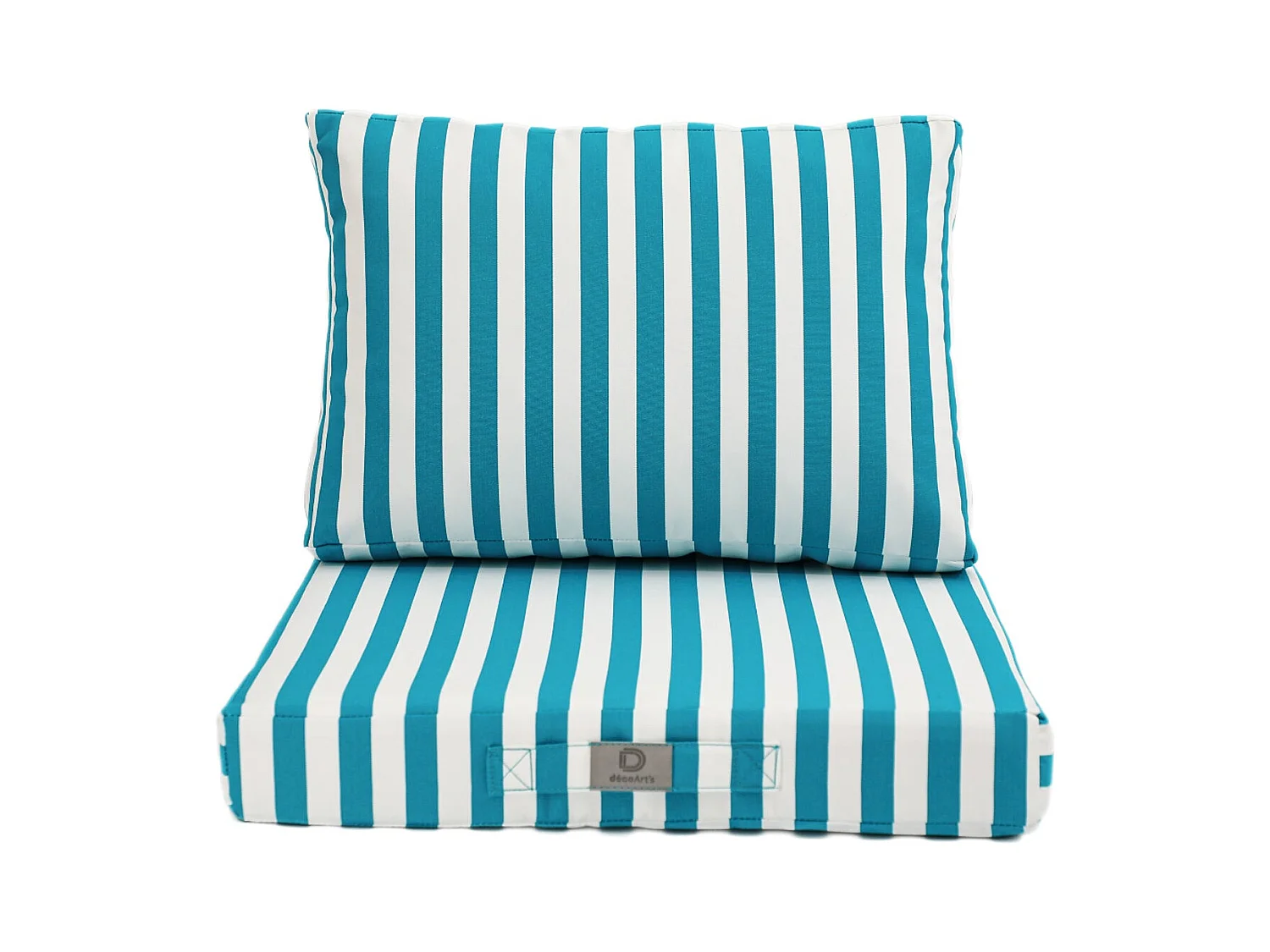 Coussins pour salon de jardin déhoussable 60x60cm - Rayure Turquoise