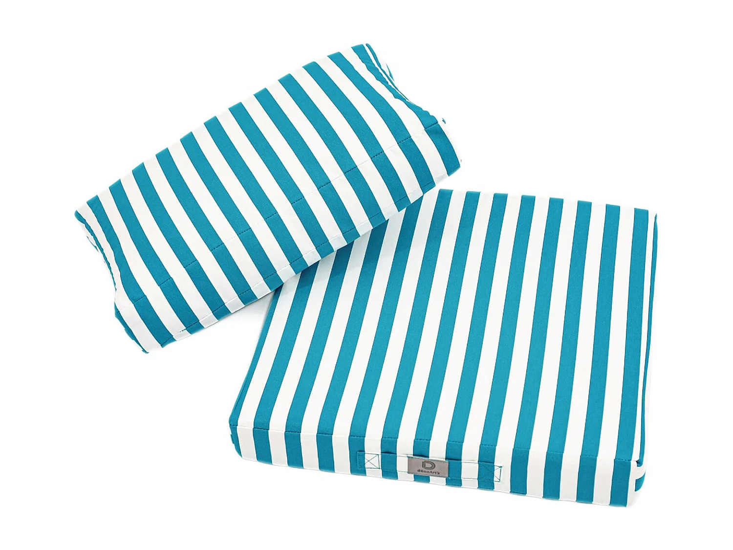Coussins pour salon de jardin déhoussable 60x60cm - Rayure Turquoise