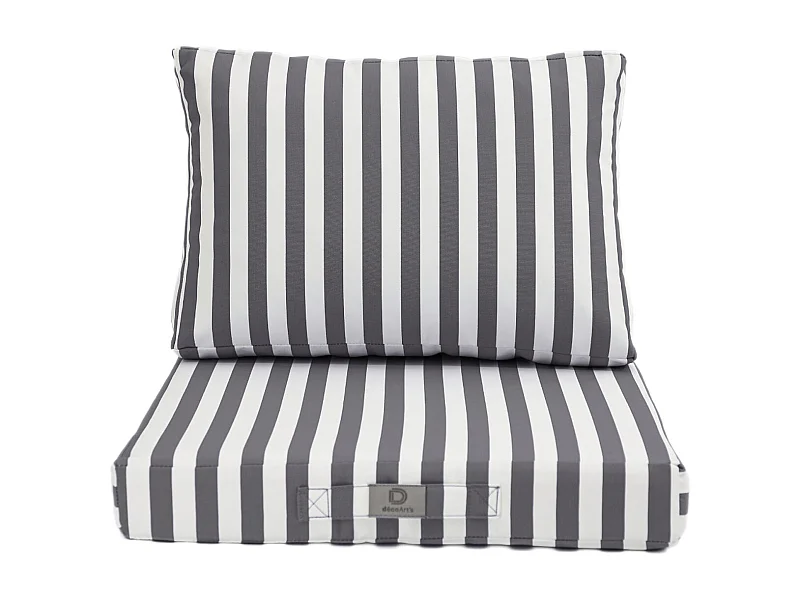 Coussins pour salon de jardin déhoussable 50x50cm - Rayure Gris foncé