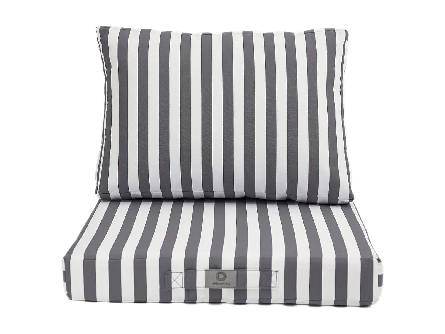 Coussins pour salon de jardin déhoussable 50x50cm - Rayure Gris foncé