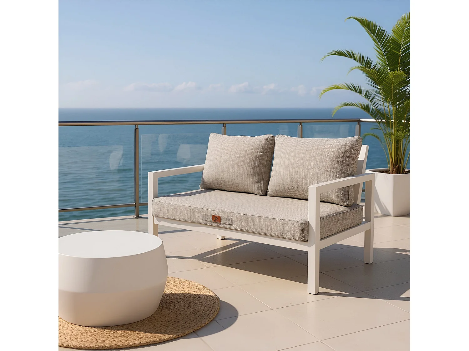 Coussins pour salon de jardin déhoussable 120x60cm Beige chiné noir