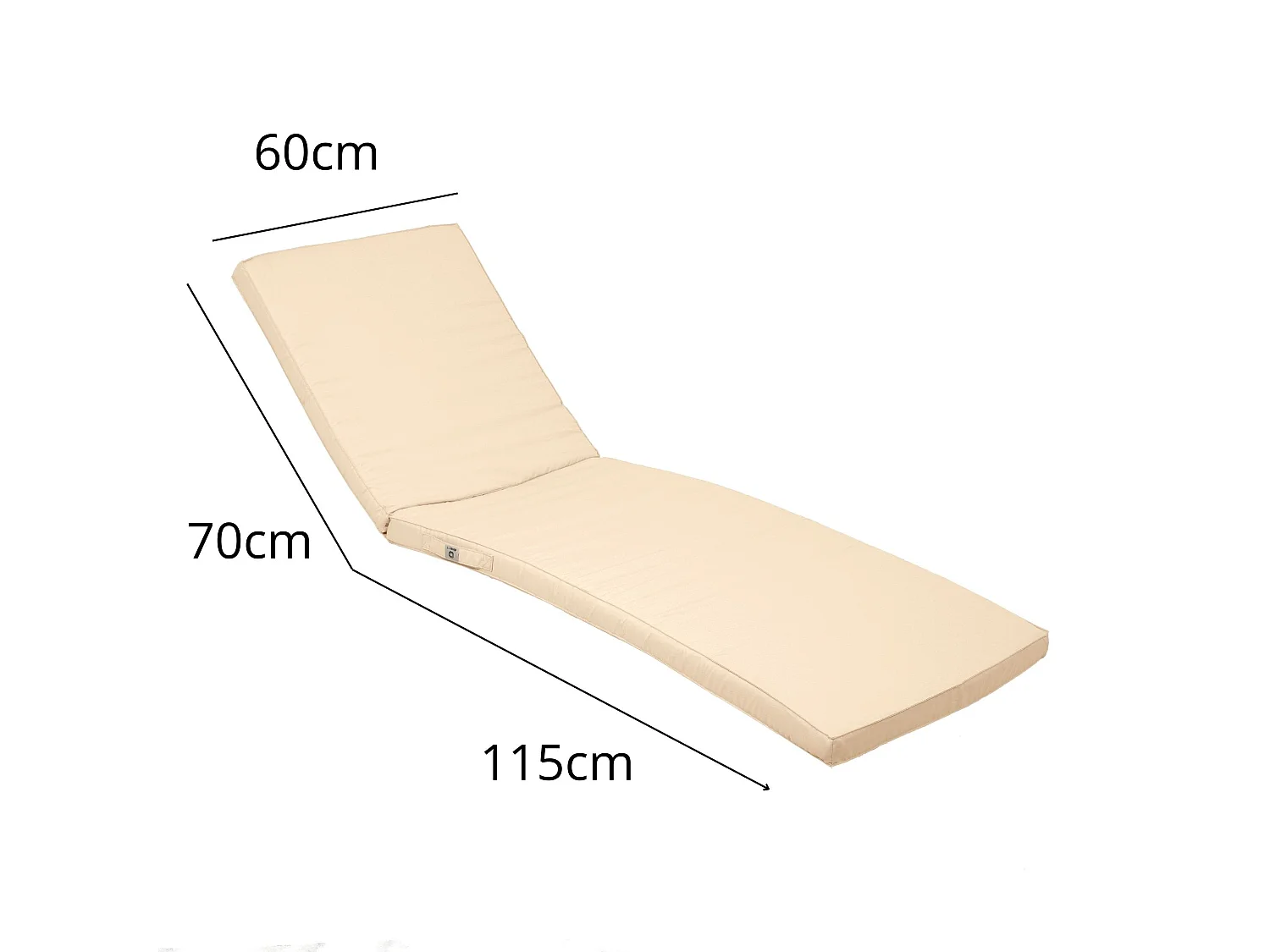 Coussin Bain de Soleil - Matelas pour Transat Dehoussable- 185x60x5cm - Beige