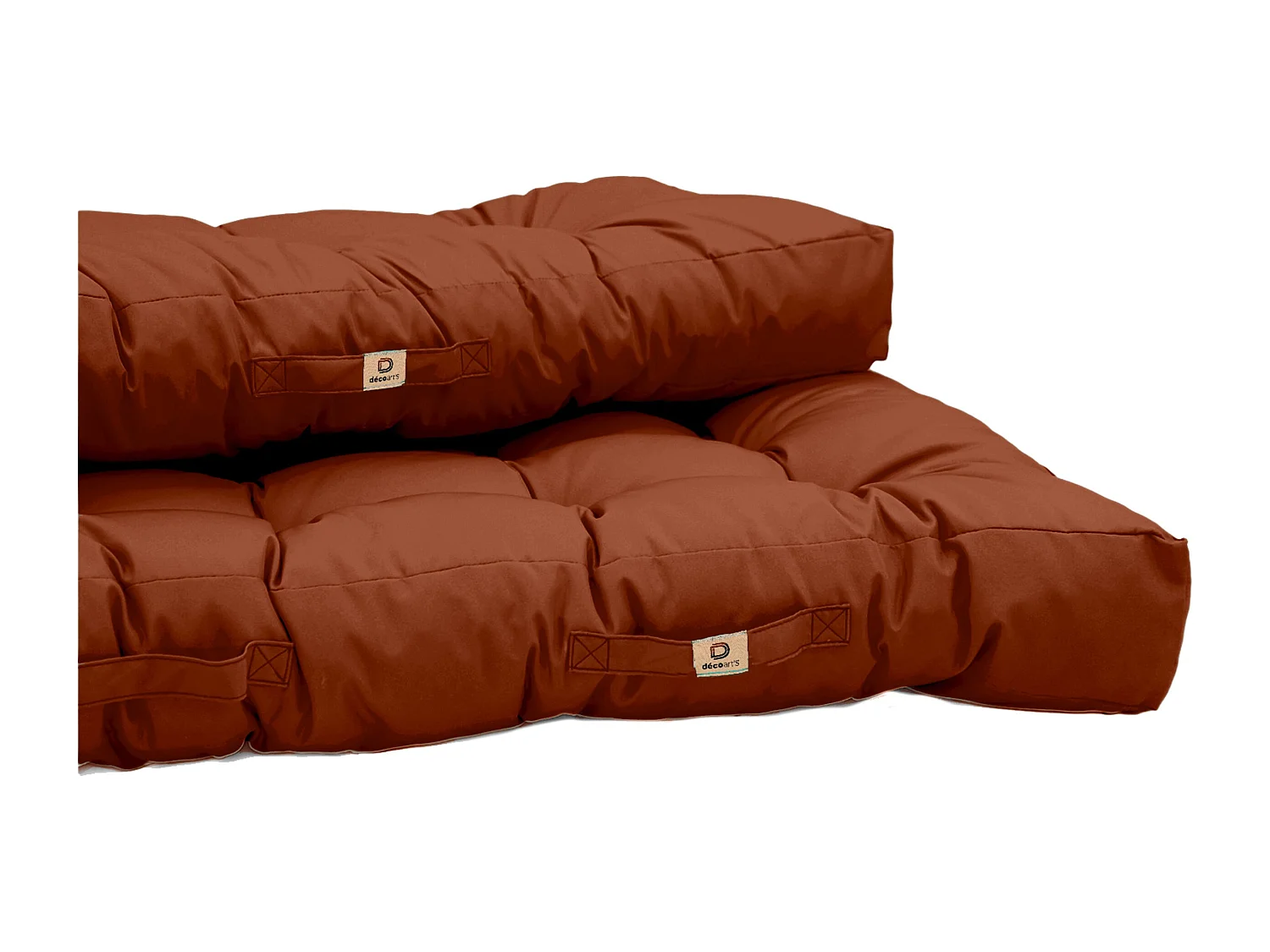 Lot coussins extérieur pour palette terracotta 120x80 Imperméables Anti-UV DECOARTS