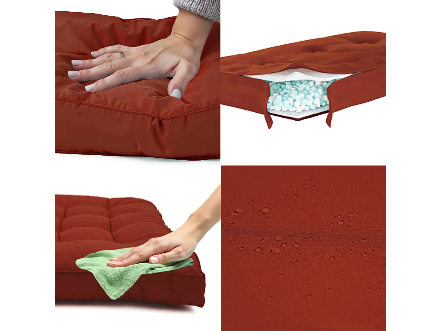 Coussins matelas pour palette 120X80X20 en polyester terracotta