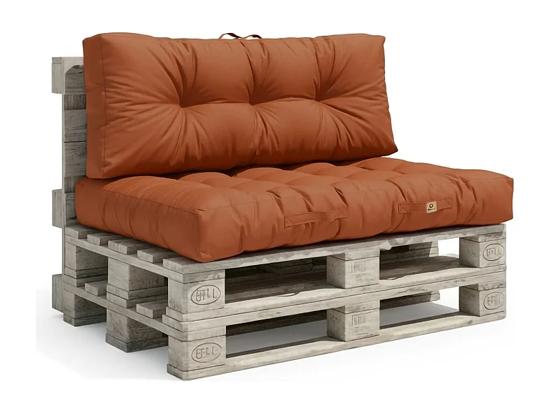 Lot coussins extérieur pour palette terracotta 120x80 Imperméables Anti-UV DECOARTS