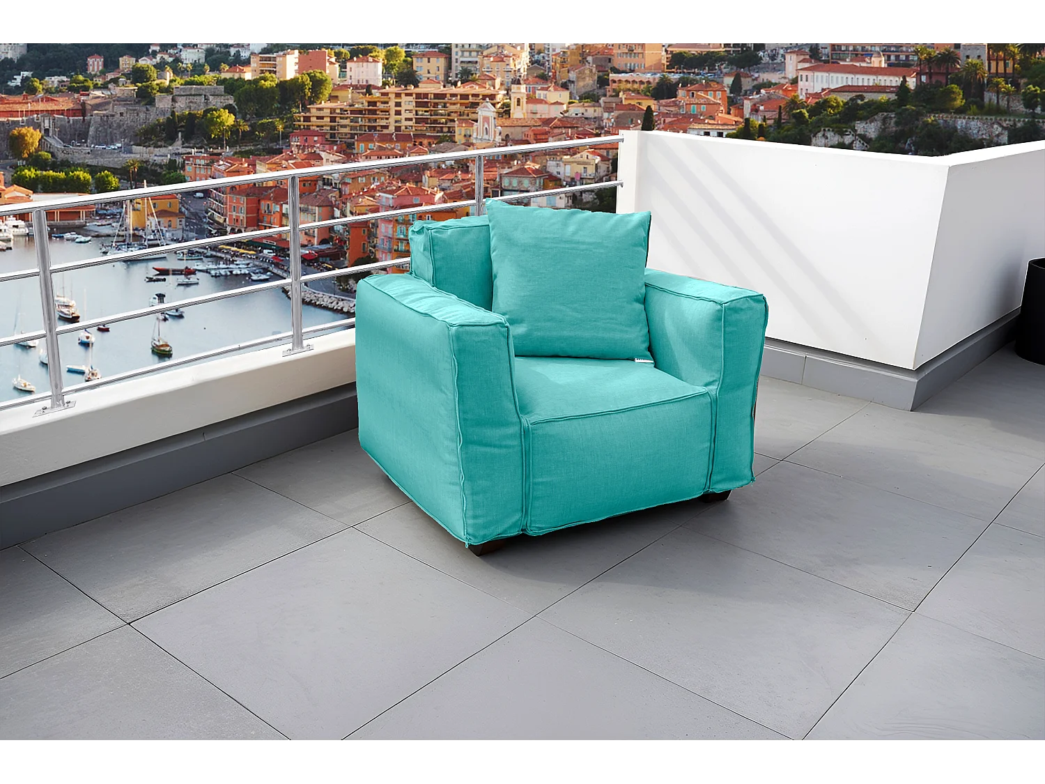 Canapé salon de jardin modulable 90x75x65cm Bleu