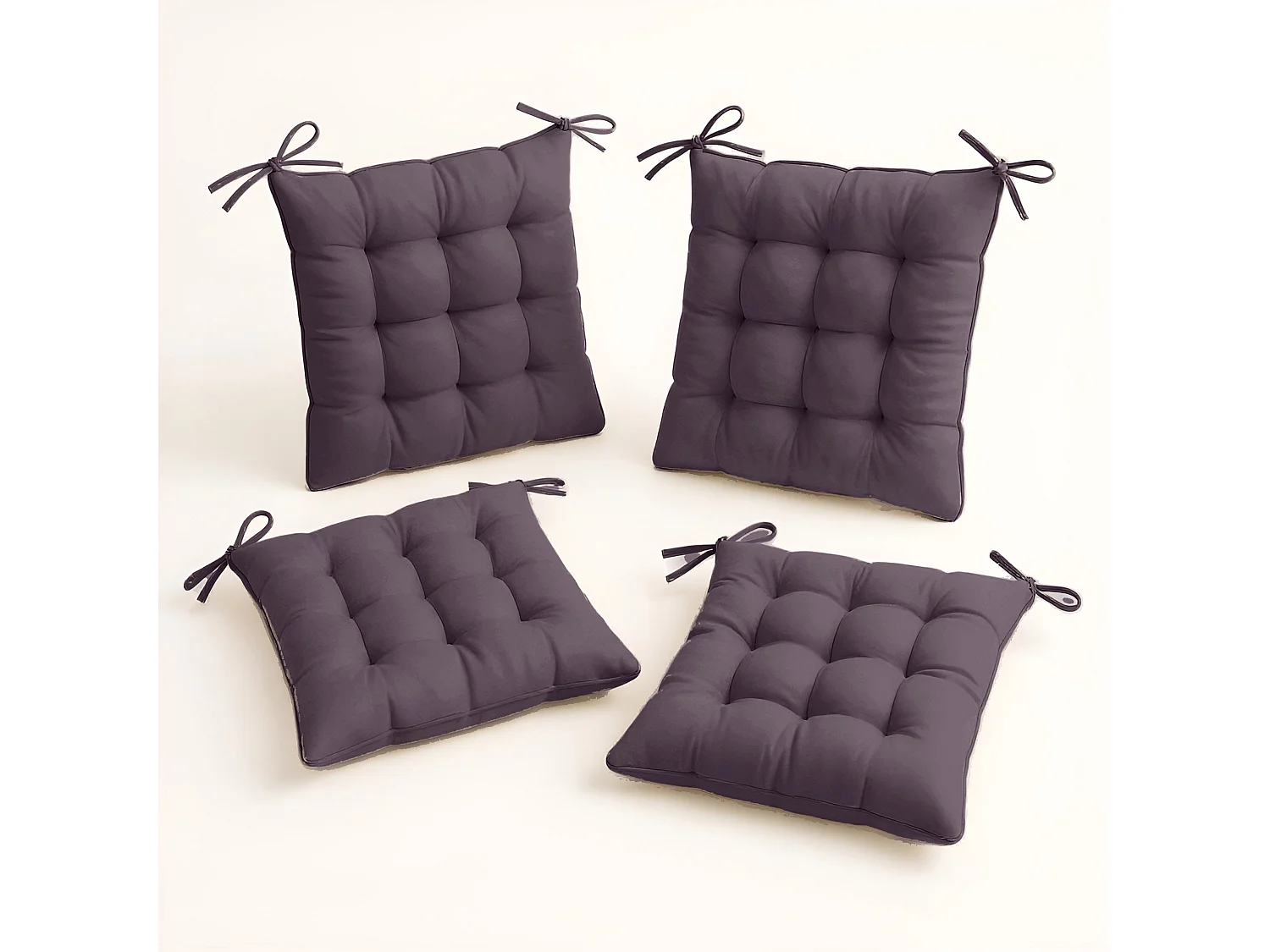 Lot de 4 Galettes de chaise 40 x 40 cm -  Gris carbone