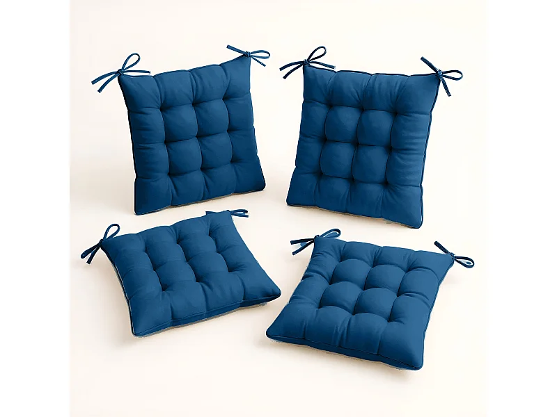 Lot de 4 Galettes de chaise 40 x 40 cm - Bleu petrole