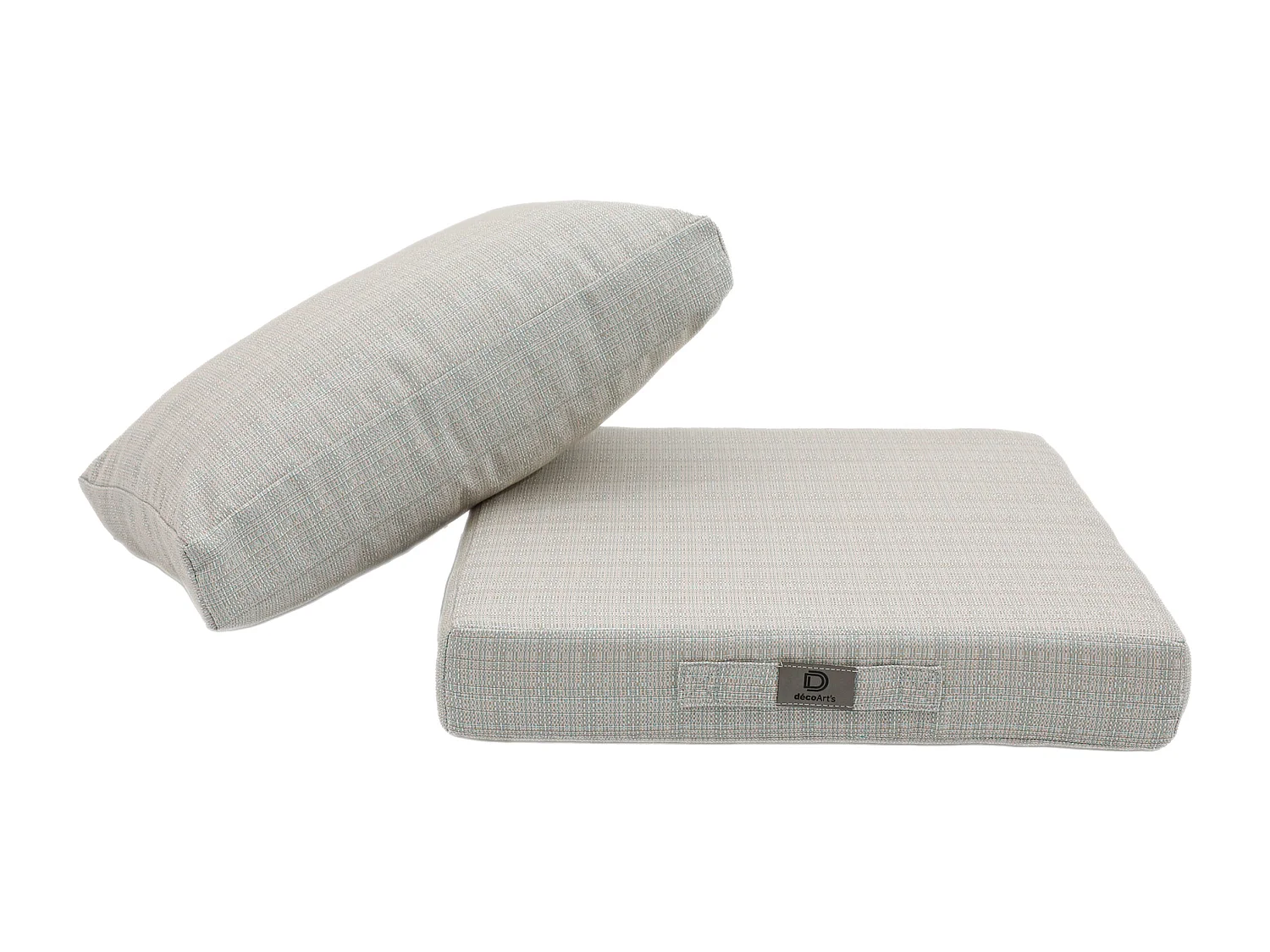 Coussins pour salon de jardin déhoussable 50x50cm Beige Chiné Turquoise