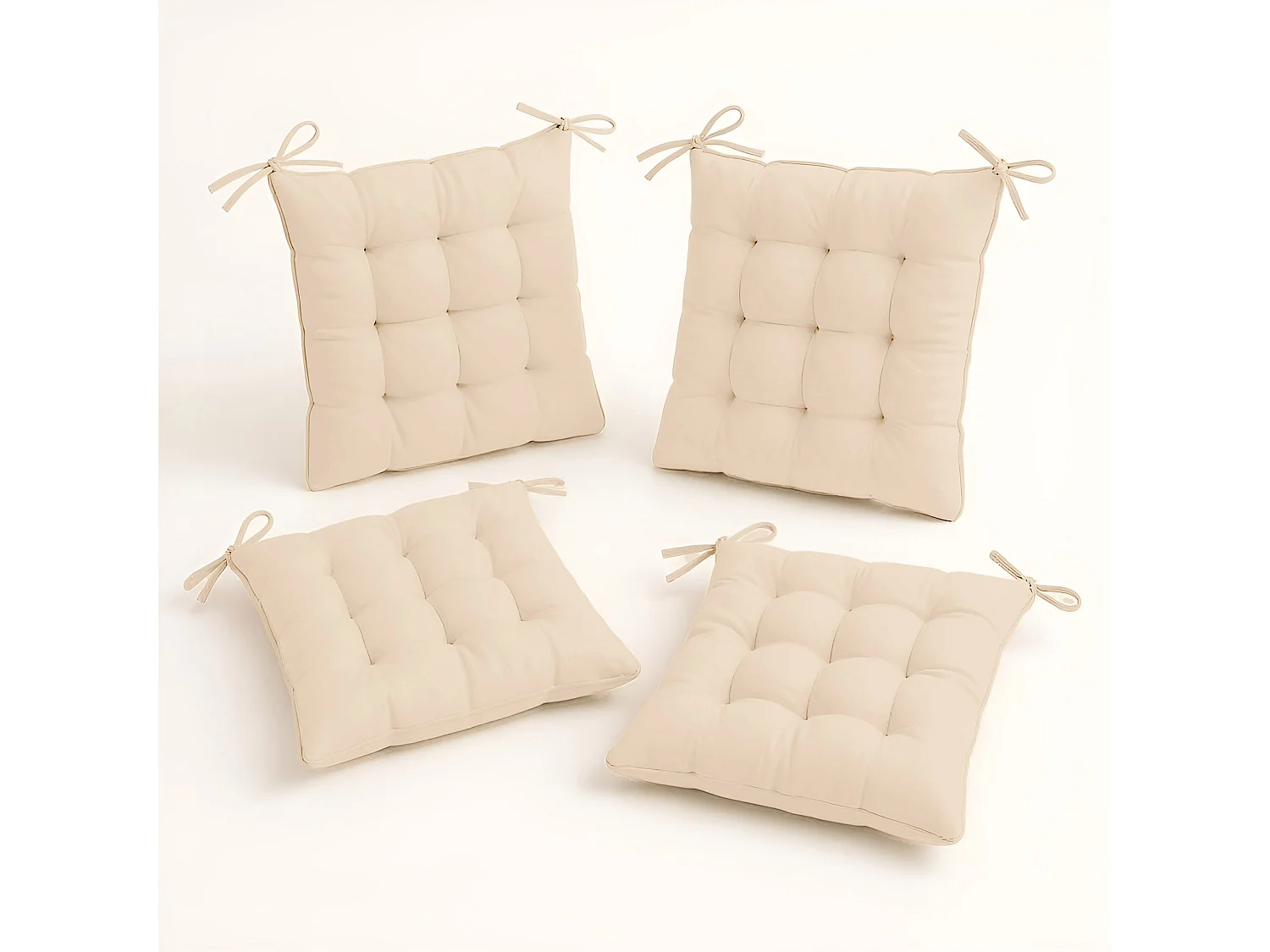 Lot de 4 Galettes de chaise en polyester 40 x 40 cm beige