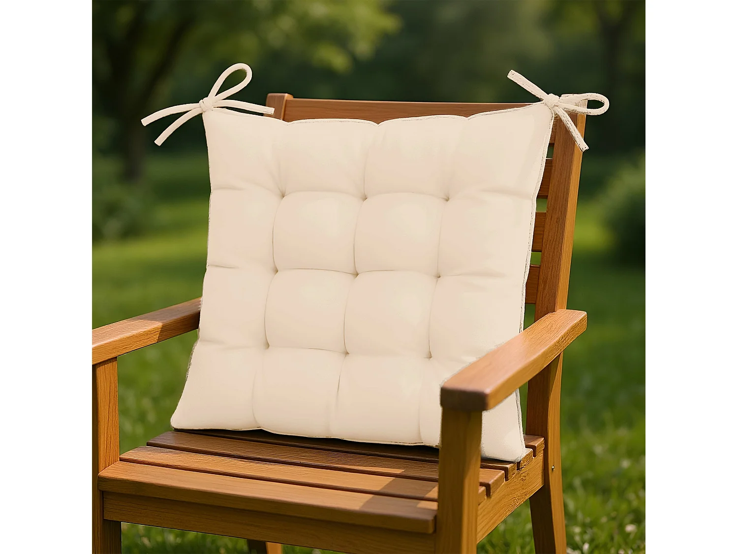 Lot de 4 Galettes de chaise en polyester 40 x 40 cm beige