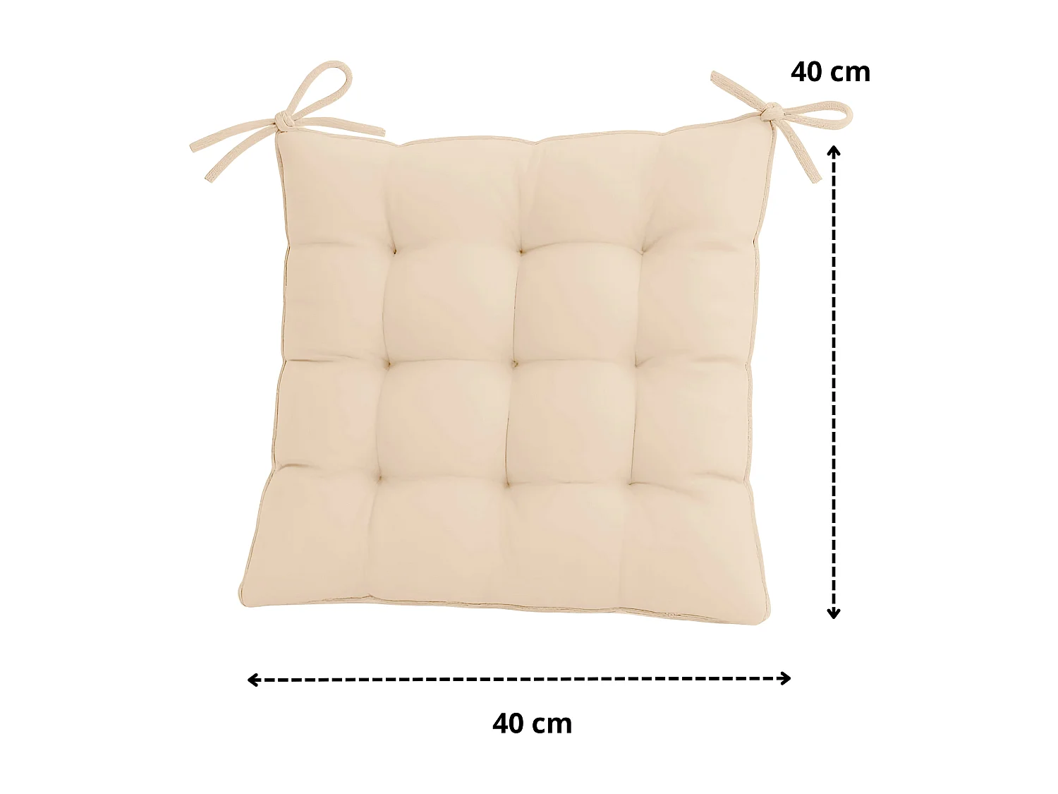 Lot de 4 Galettes de chaise en polyester 40 x 40 cm beige