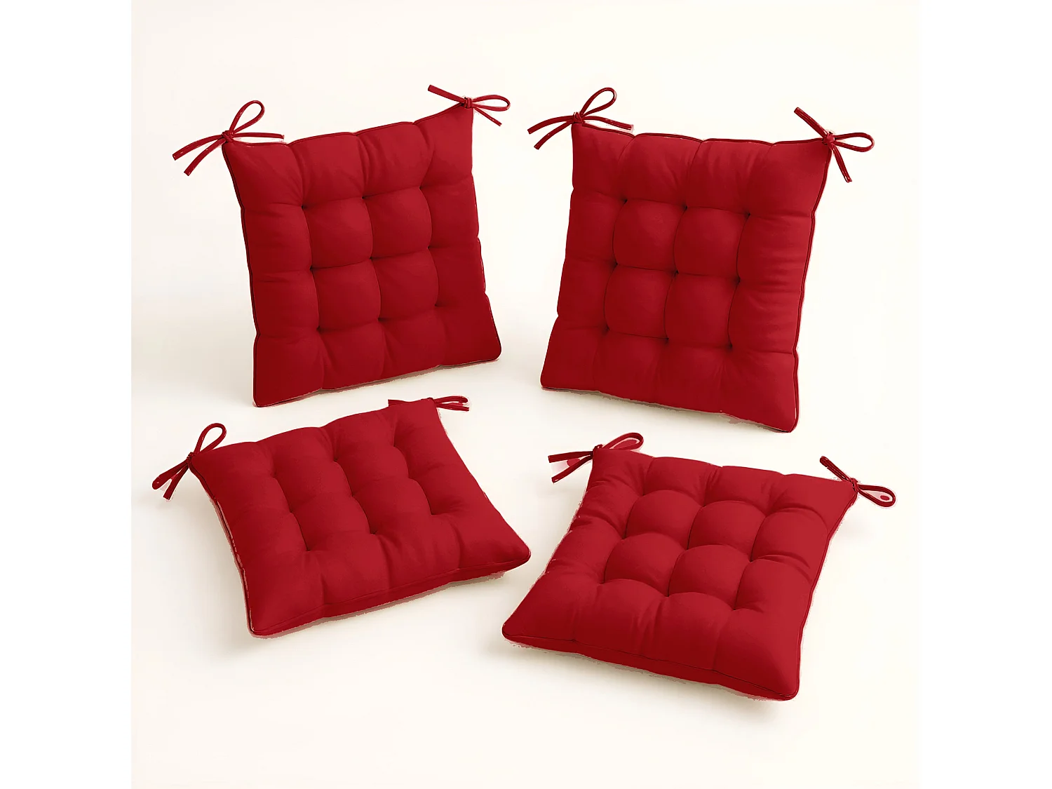 Lot de 4 Galettes de chaise 40 x 40 cm - Rouge piment