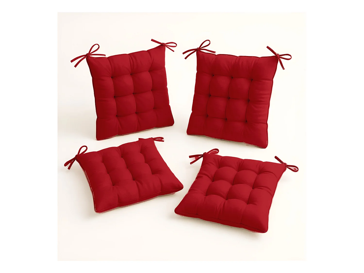 Lot de 4 Galettes de chaise 40 x 40 cm - Rouge piment