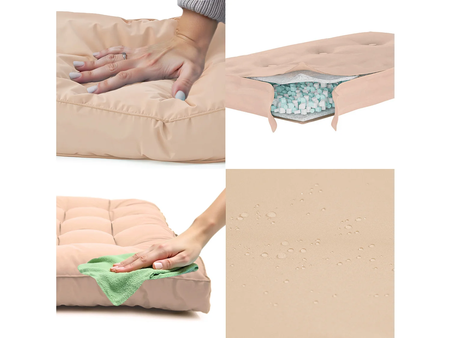 Lot coussins extérieur pour palette beige 120x80 Imperméables Anti-UV DECOARTS