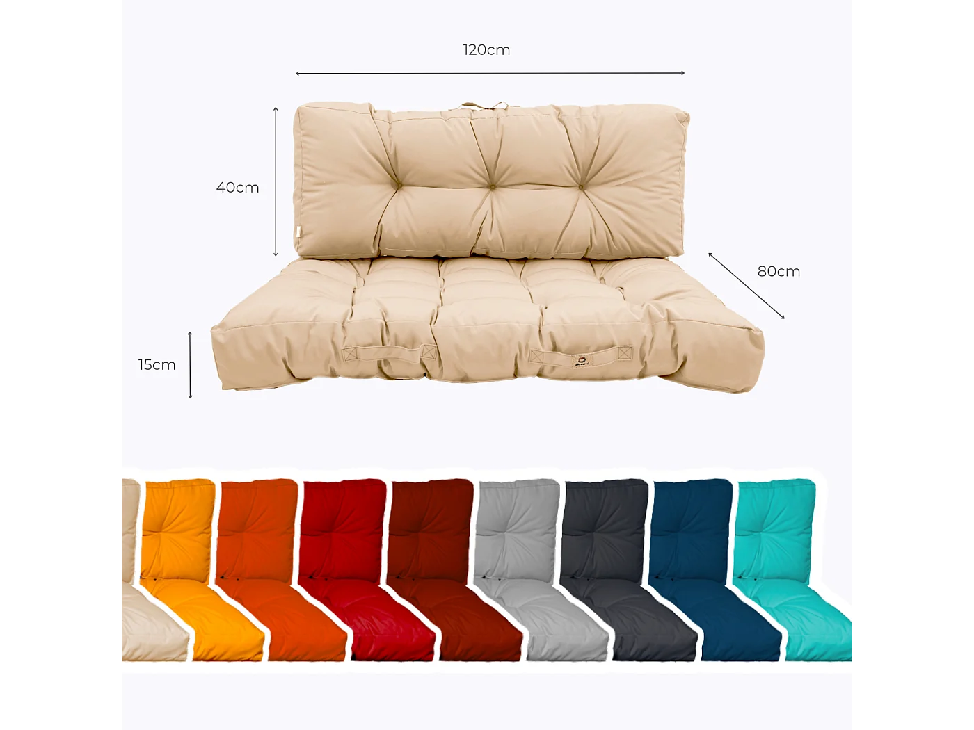 Coussins matelas pour palette 120X80X20 en polyester beige