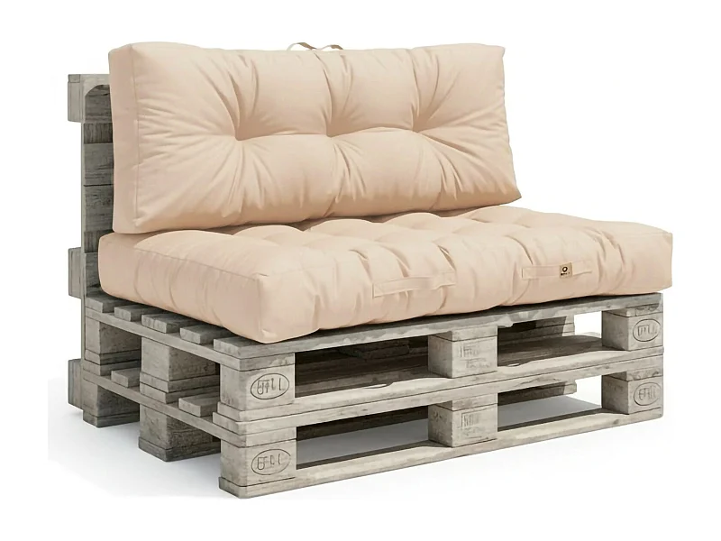 Lot coussins extérieur pour palette beige 120x80 Imperméables Anti-UV DECOARTS