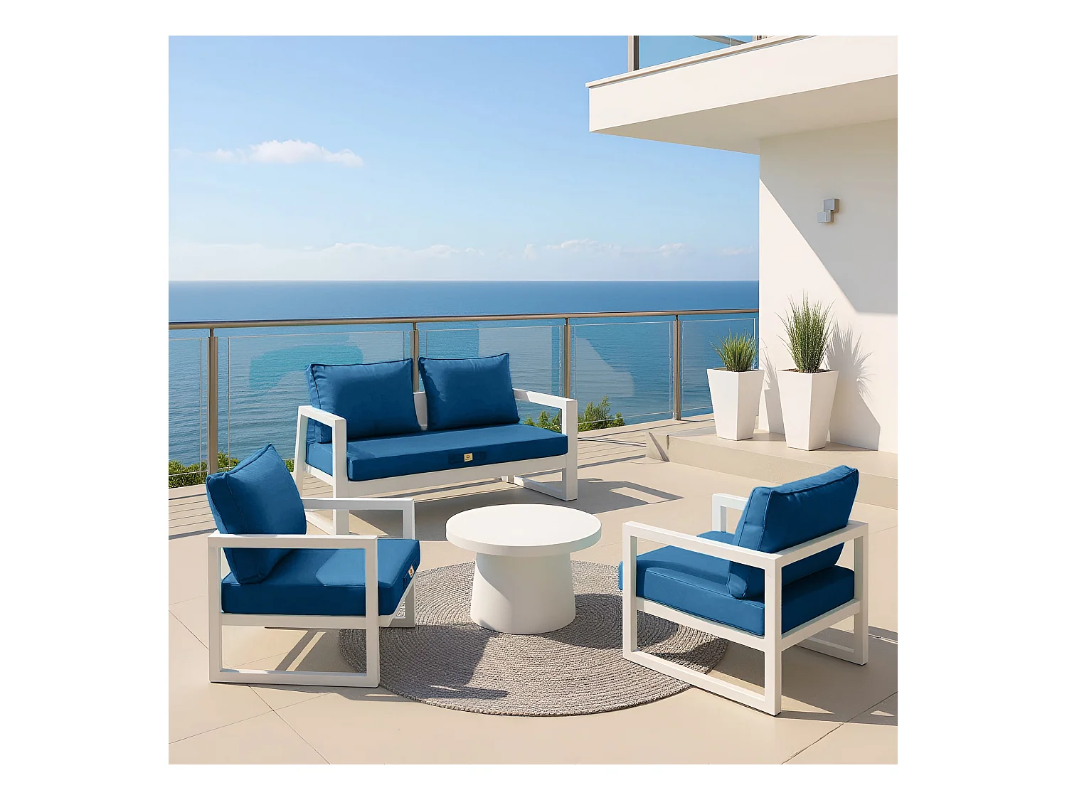 Coussins pour salon de jardin déhoussable 60x60cm Bleu pétrole