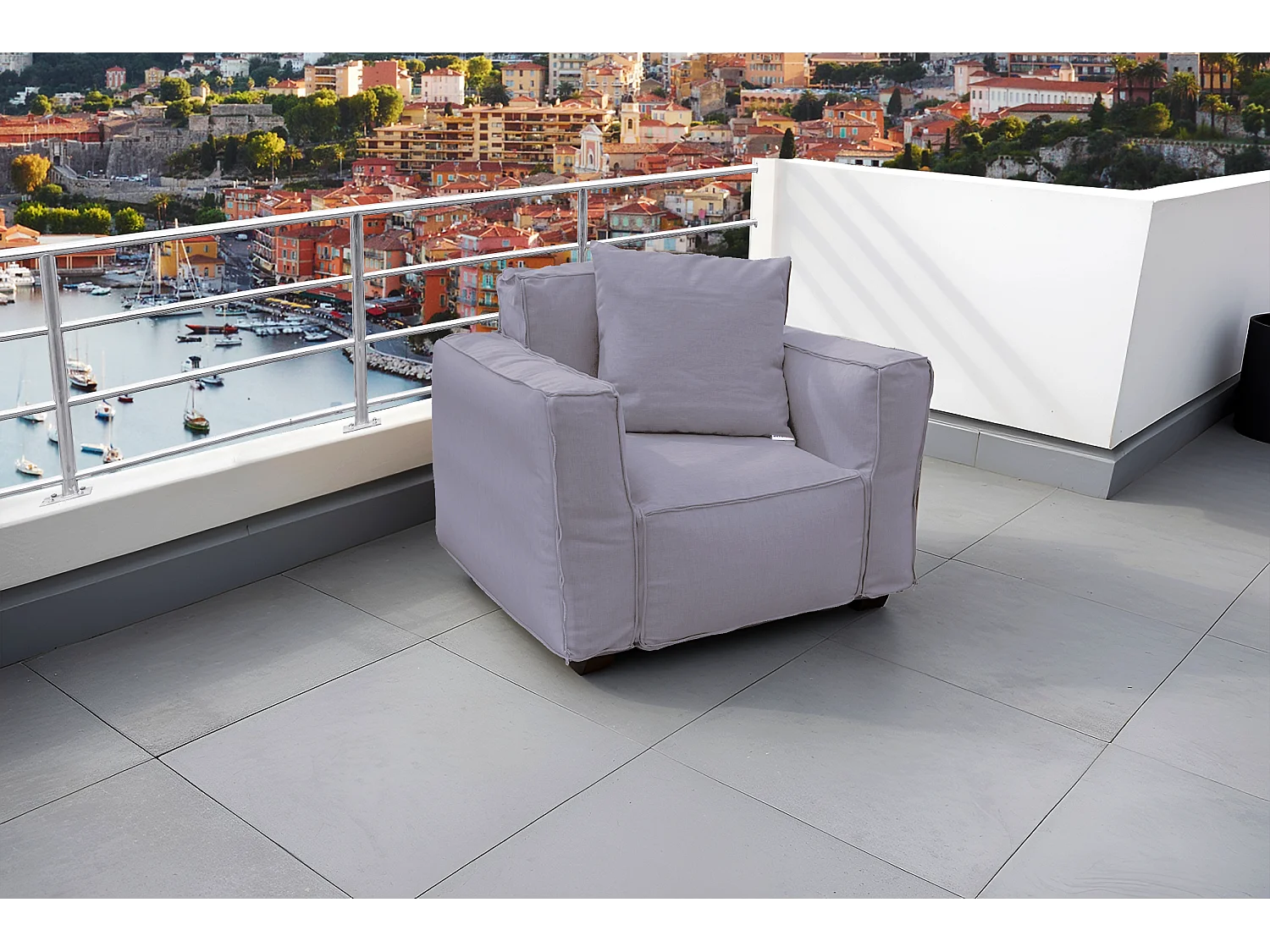 Canapé salon de jardin modulable 90x75x65cm Gris