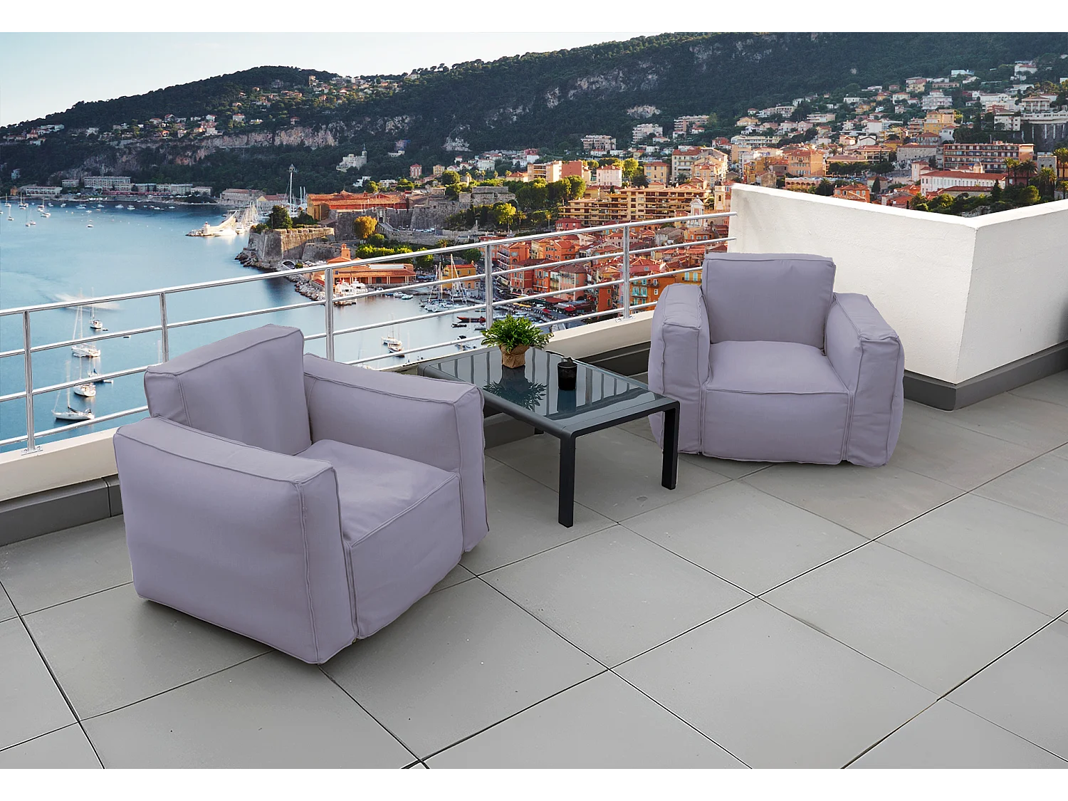 Canapé salon de jardin modulable 90x75x65cm Gris