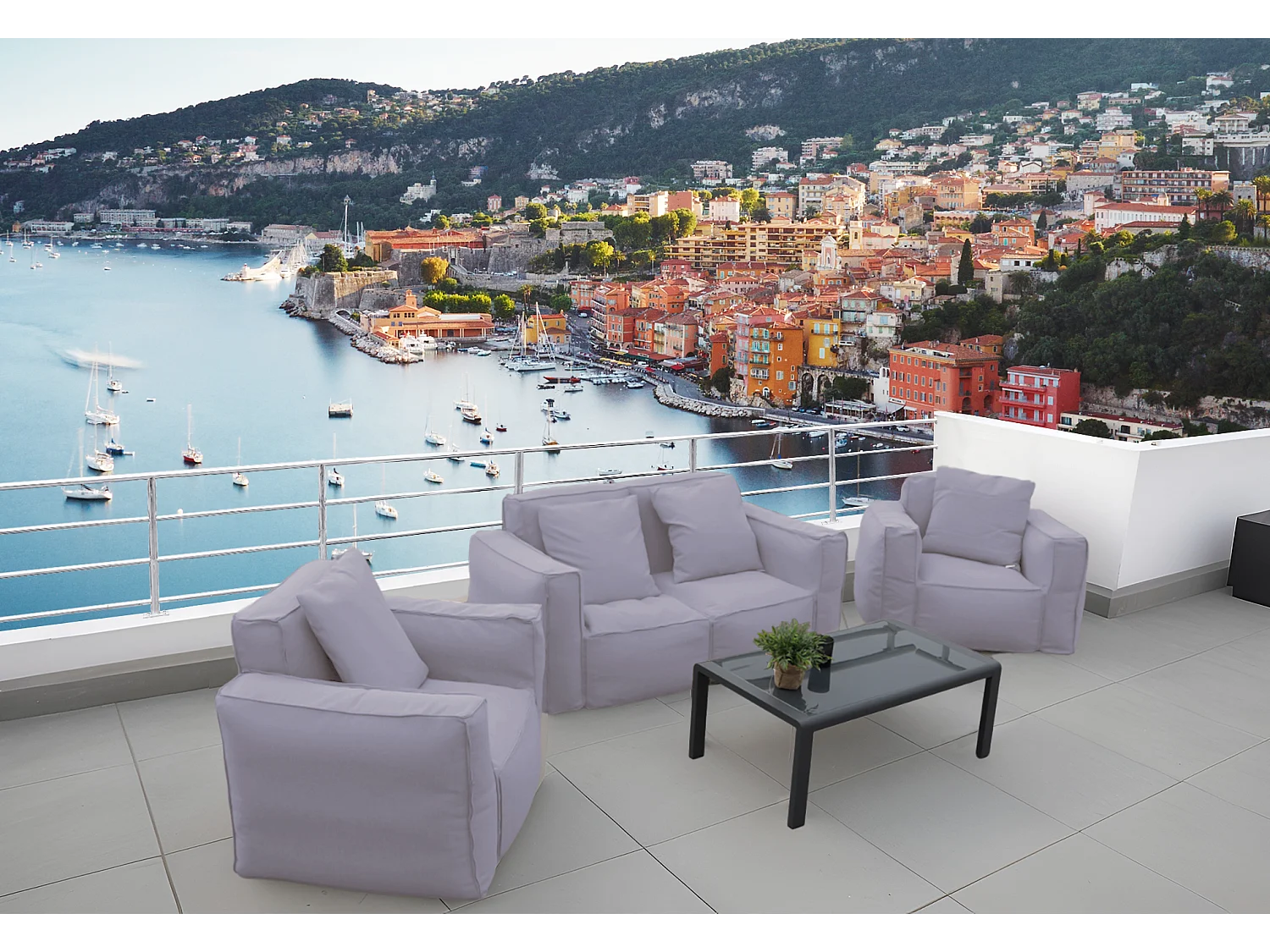 Canapé salon de jardin modulable 90x75x65cm Gris