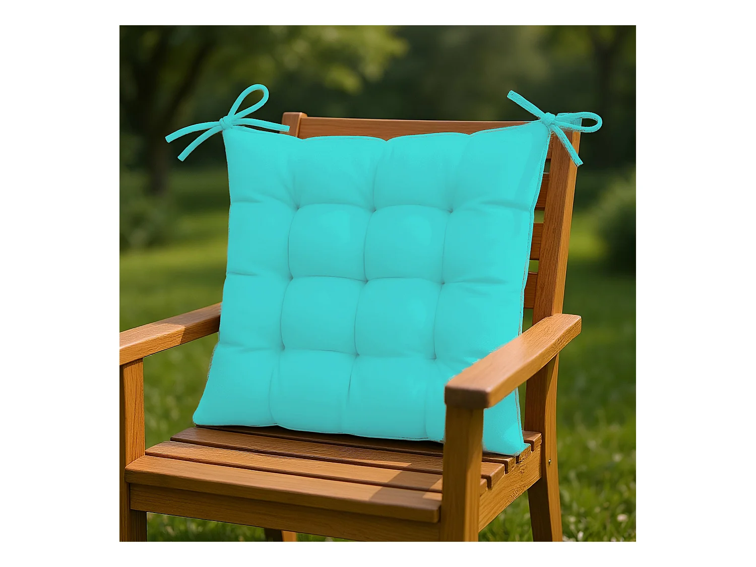 Lot de 4 Galettes de chaise 40 x 40 cm -  Bleu Caraïbes