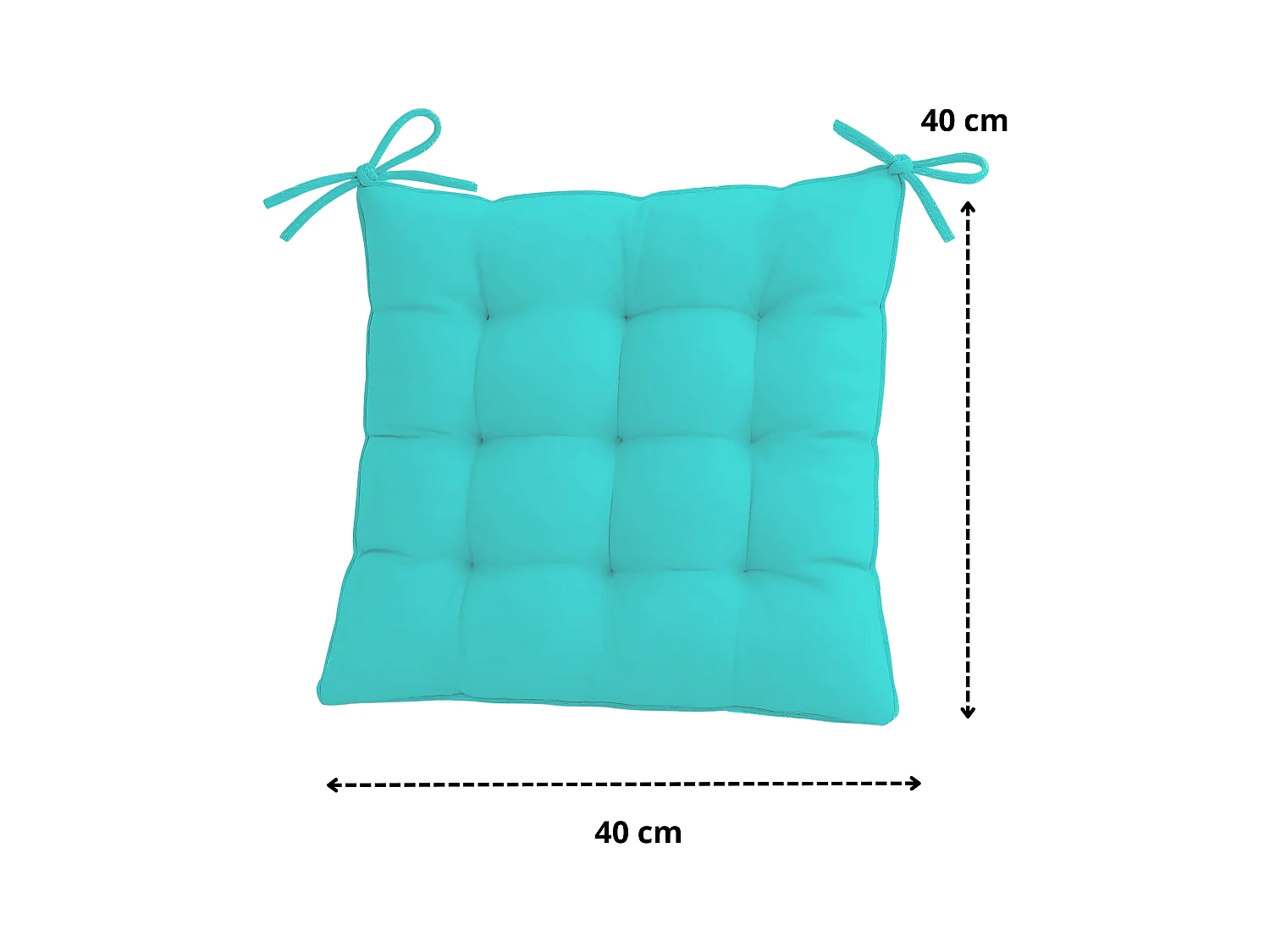 Lot de 4 Galettes de chaise 40 x 40 cm -  Bleu Caraïbes