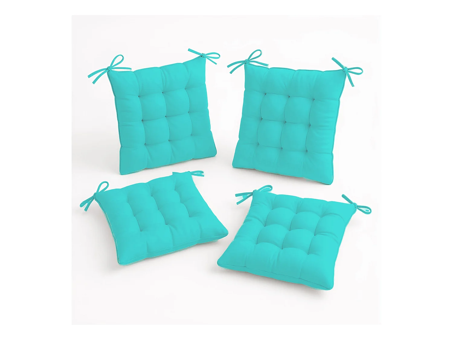Lot de 4 Galettes de chaise 40 x 40 cm -  Bleu Caraïbes