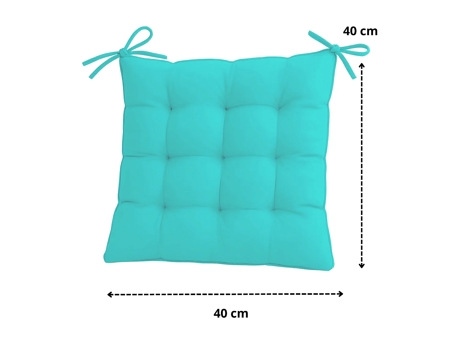 Lot de 4 Galettes de chaise en polyester 40 x 40 cm bleu caraibes