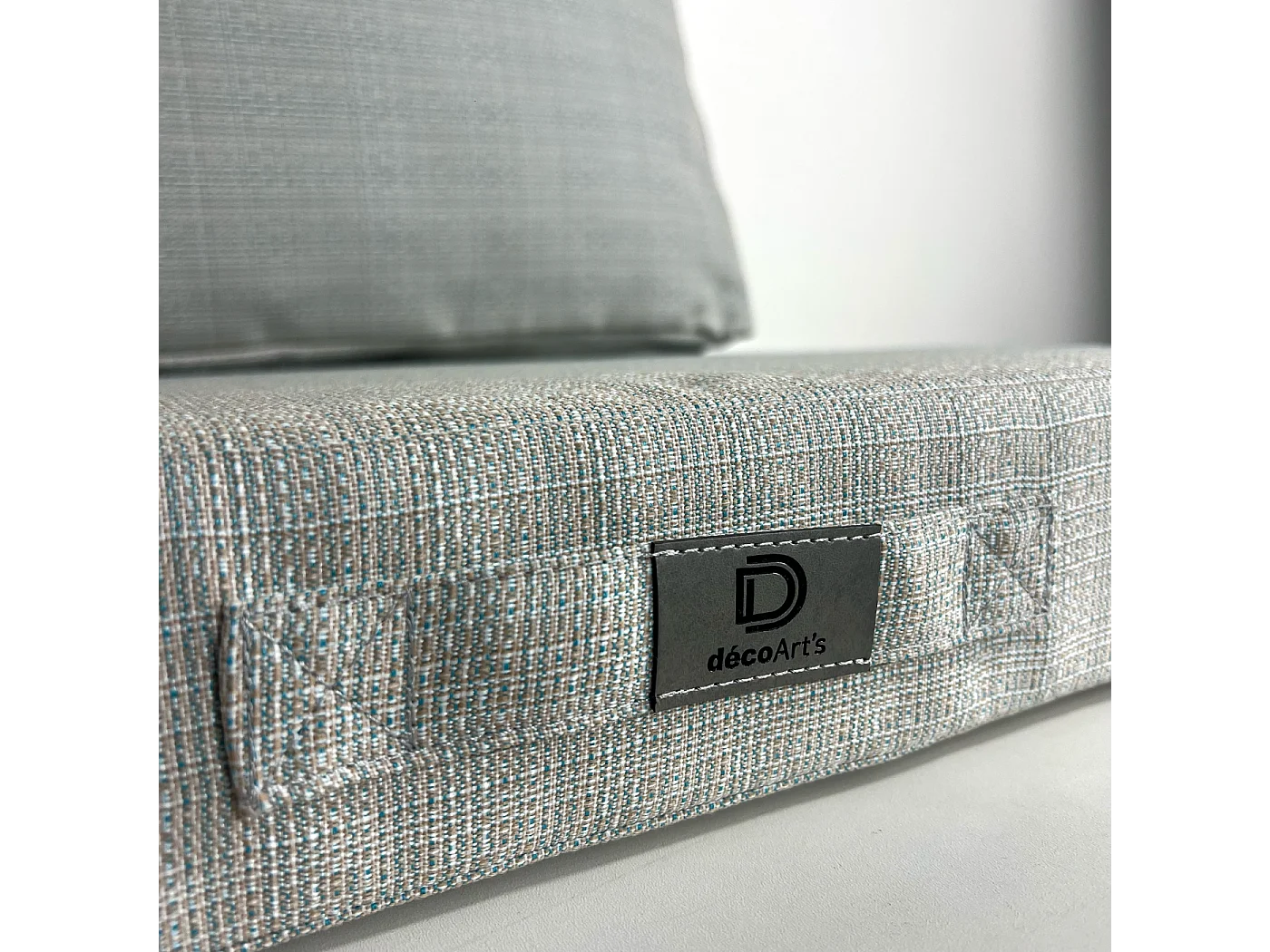 Coussins pour salon de jardin déhoussable 60x60cm Beige chiné turquoise