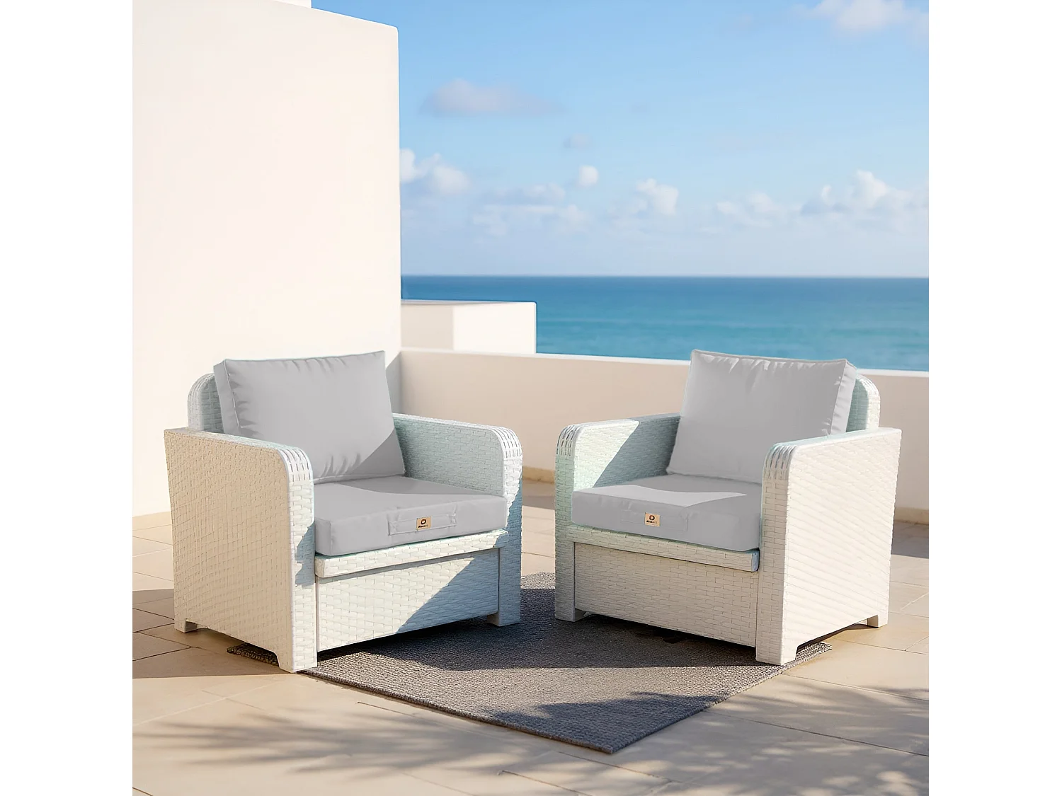 Coussins pour salon de jardin déhoussable 50x50cm Gris galet