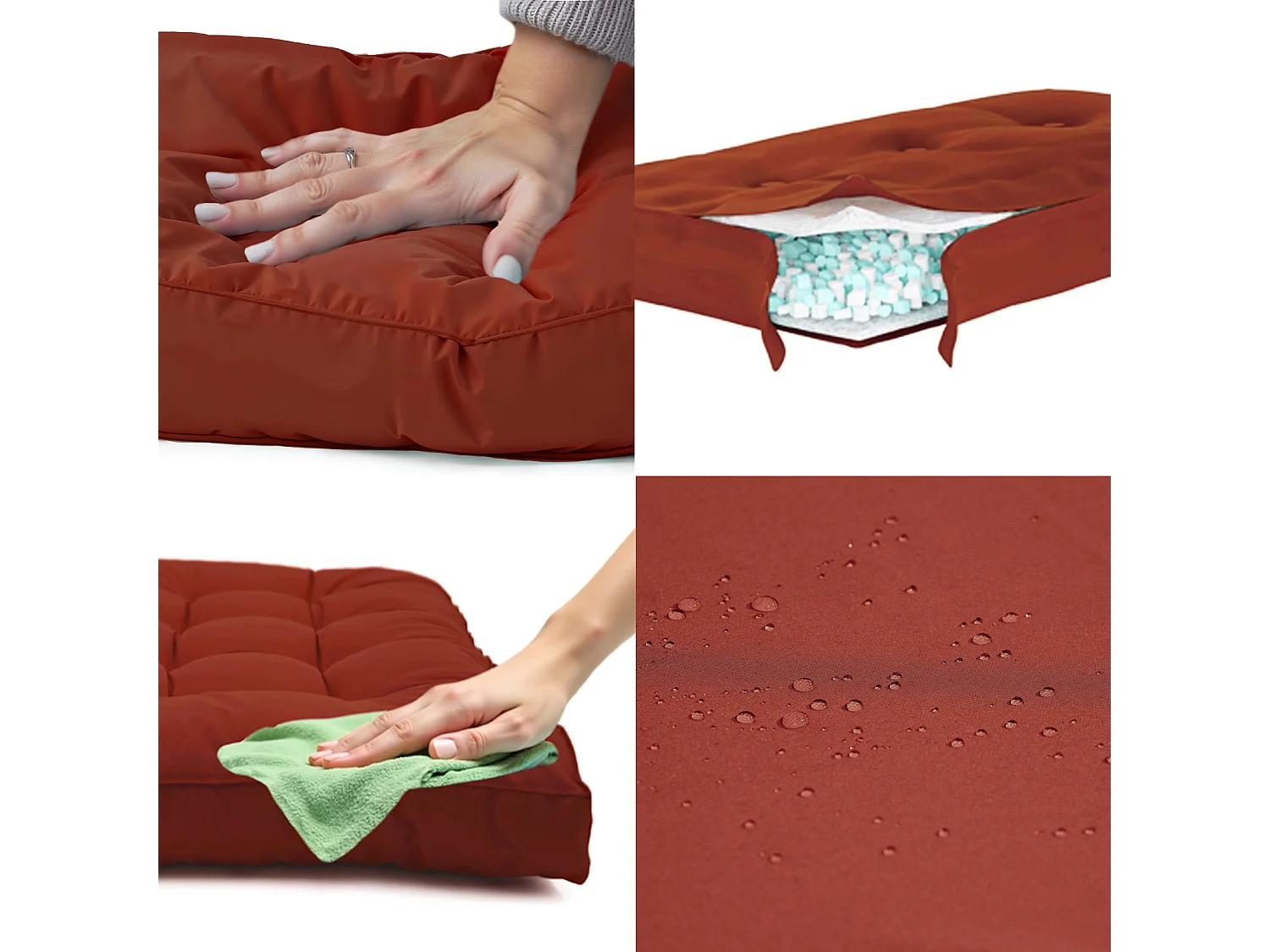 Coussins pour salon de jardin capitonné 50x50cm Terracotta