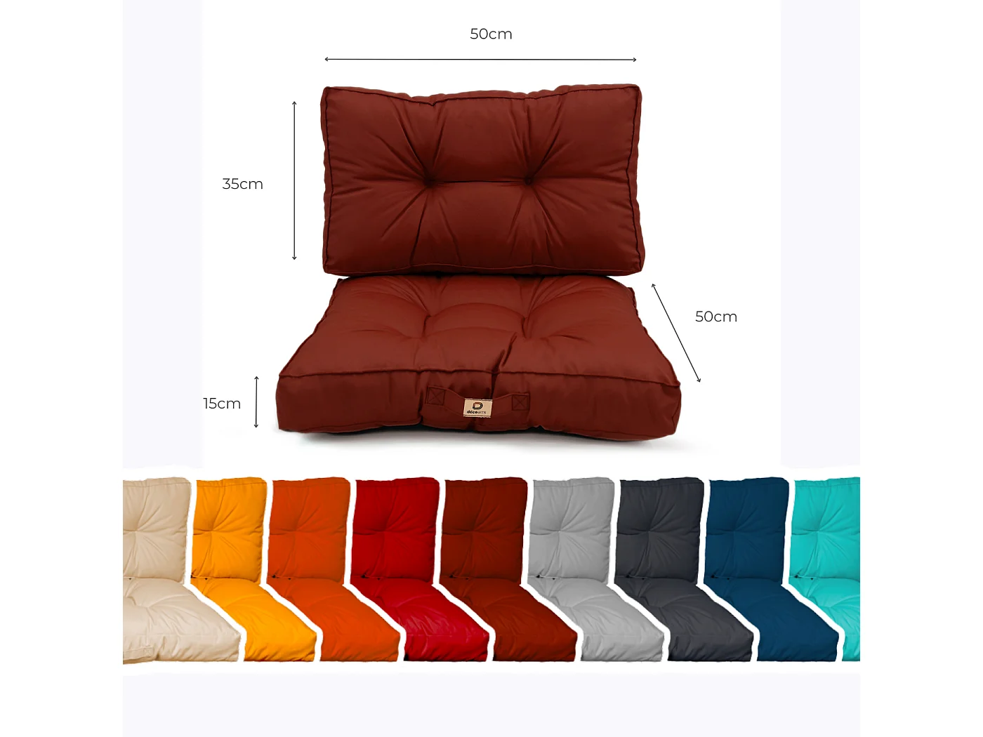 Coussins pour salon de jardin capitonné 50x50cm Terracotta