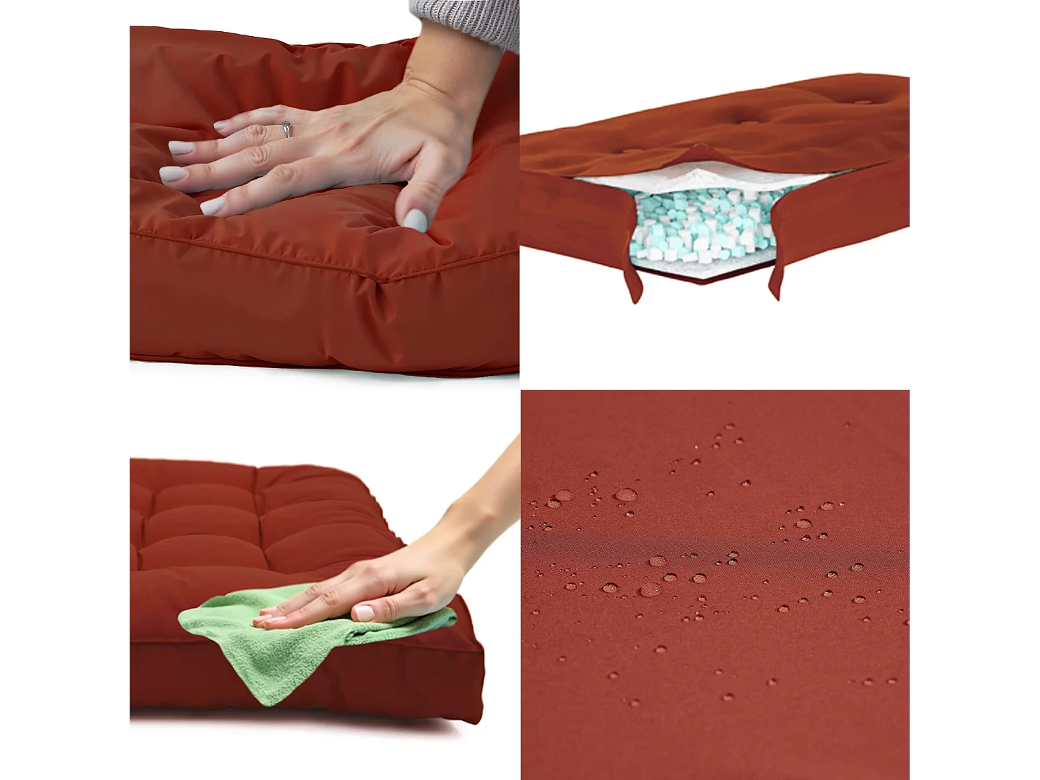 Coussins pour salon de jardin capitonné 50x50cm Terracotta