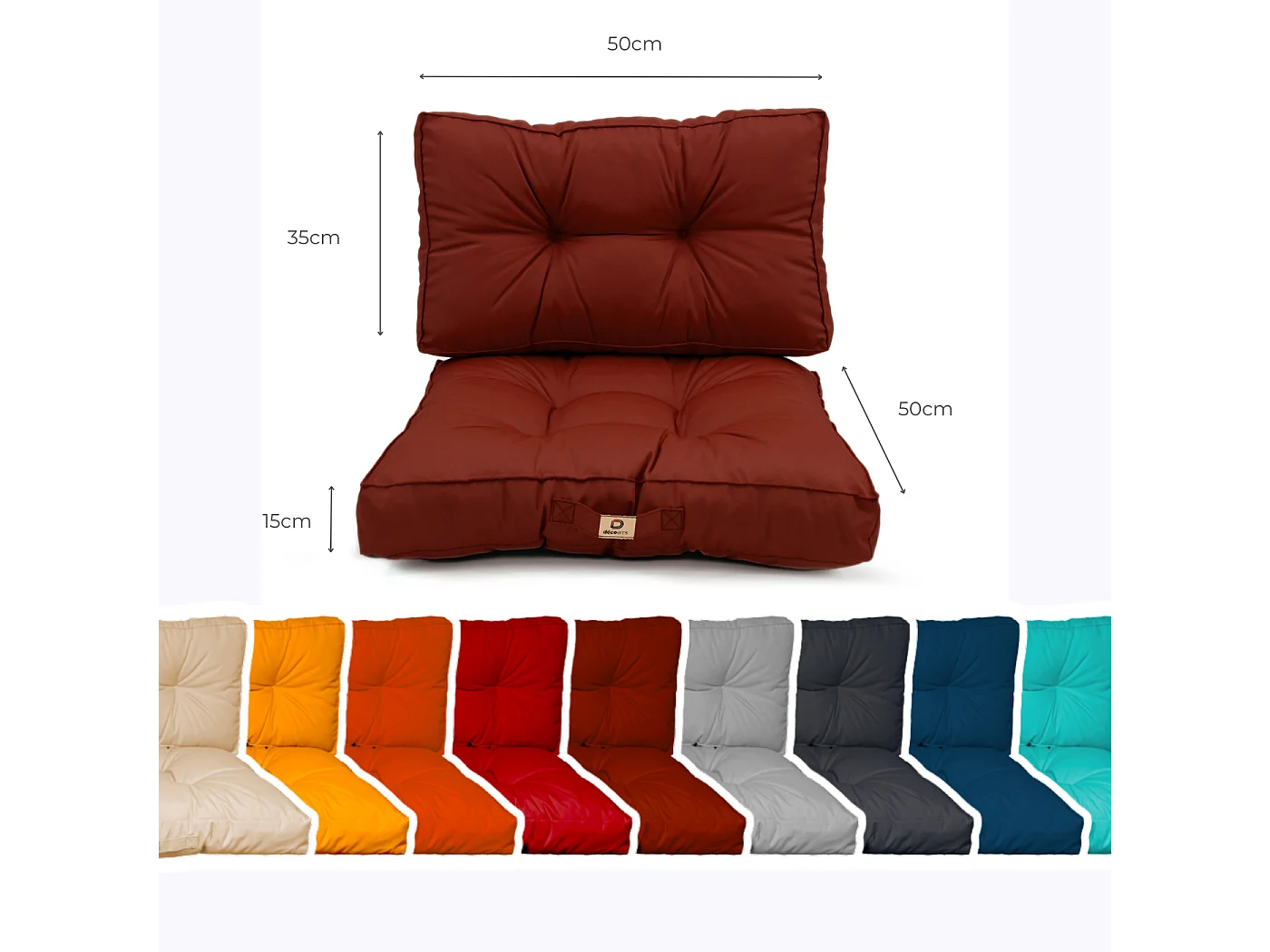 Coussins pour salon de jardin capitonné 50x50cm Terracotta
