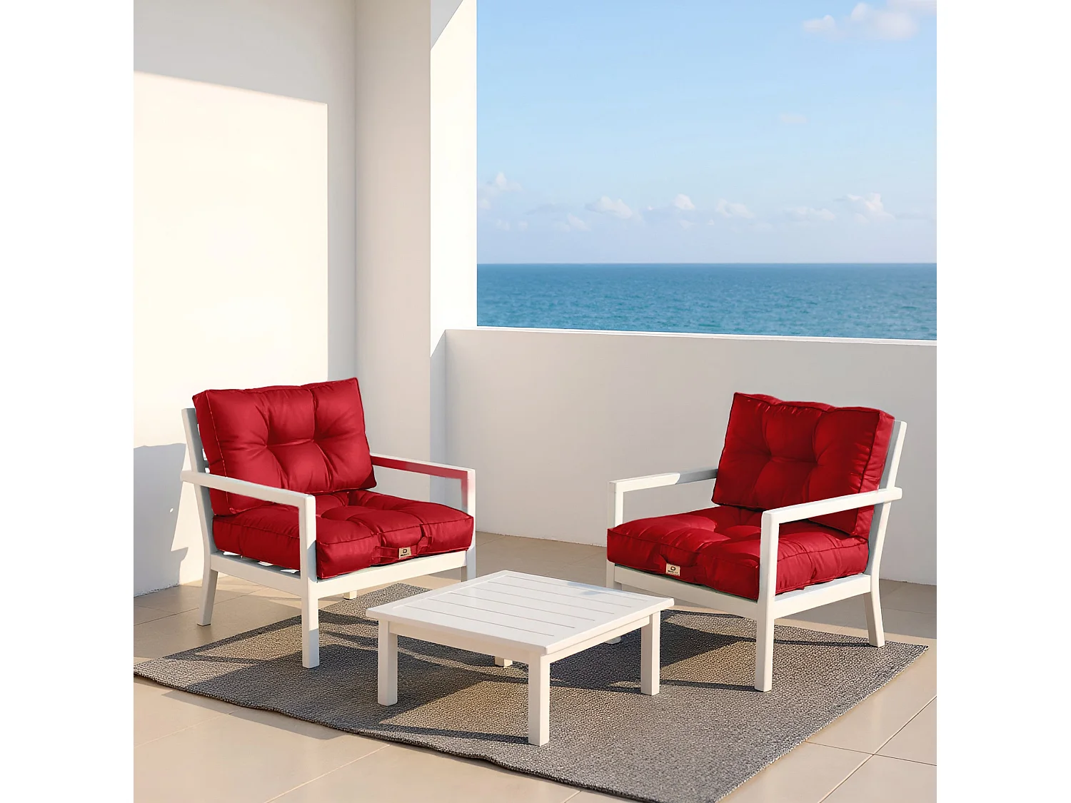 Coussins pour salon de jardin capitonné 50x50cm rouge