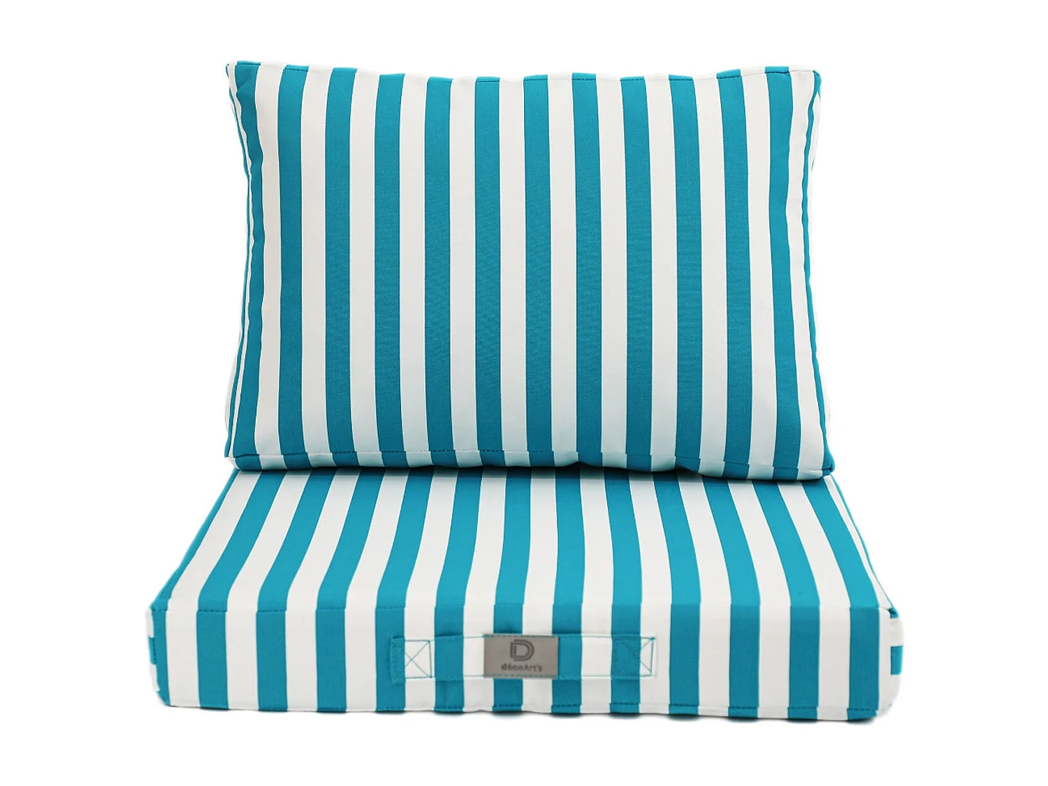 Coussins pour salon de jardin déhoussable 50x50cm - Rayure Turquoise