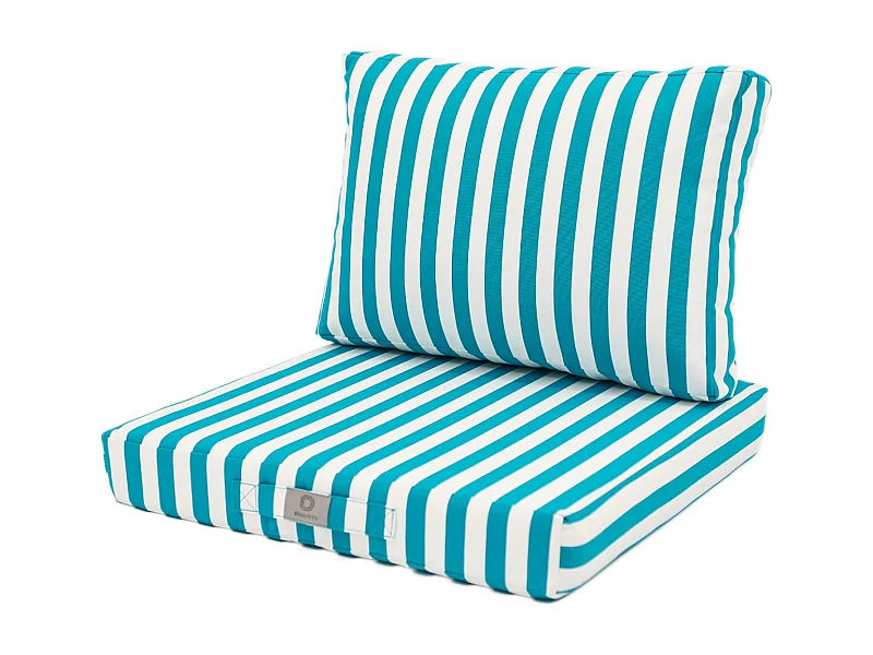 Coussins pour salon de jardin déhoussable 50x50cm - Rayure Turquoise