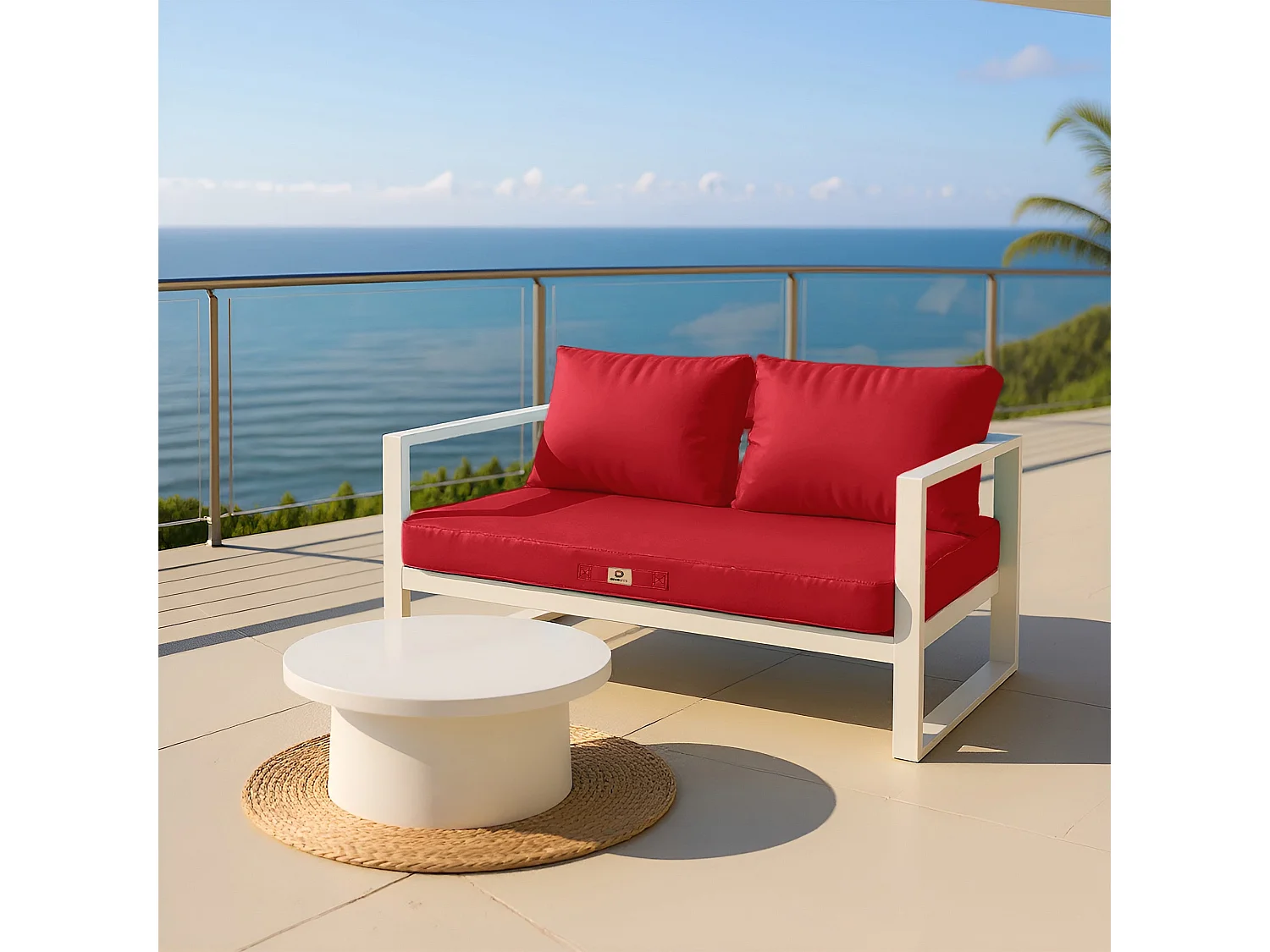 Coussins pour salon de jardin déhoussable 100x50cm Rouge