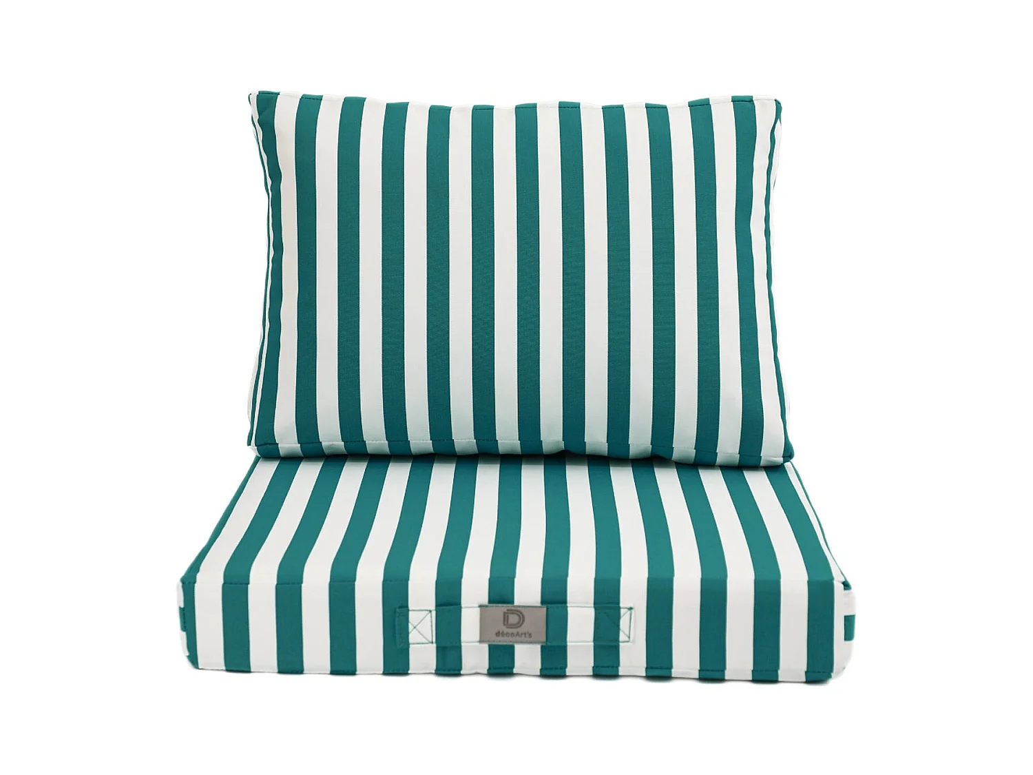 Coussins pour salon de jardin déhoussable 60x60cm - Rayure Vert