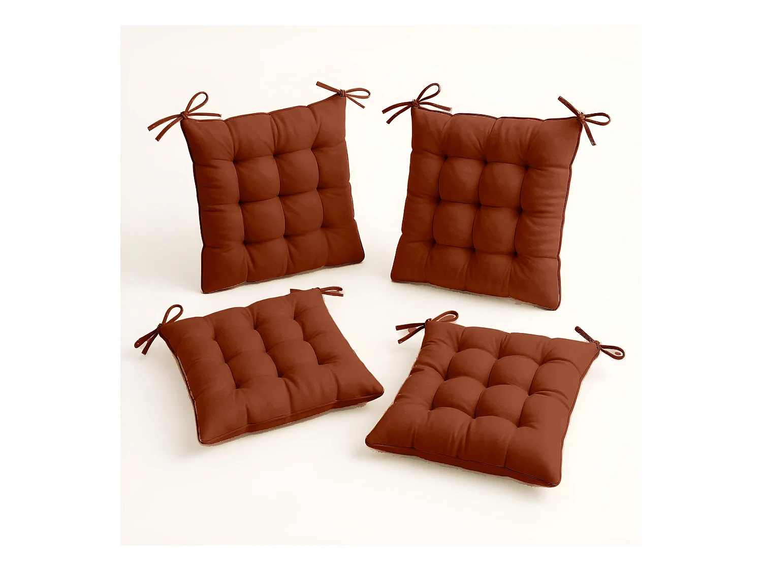 Lot de 4 Galettes de chaise 40 x 40 cm - Terracotta
