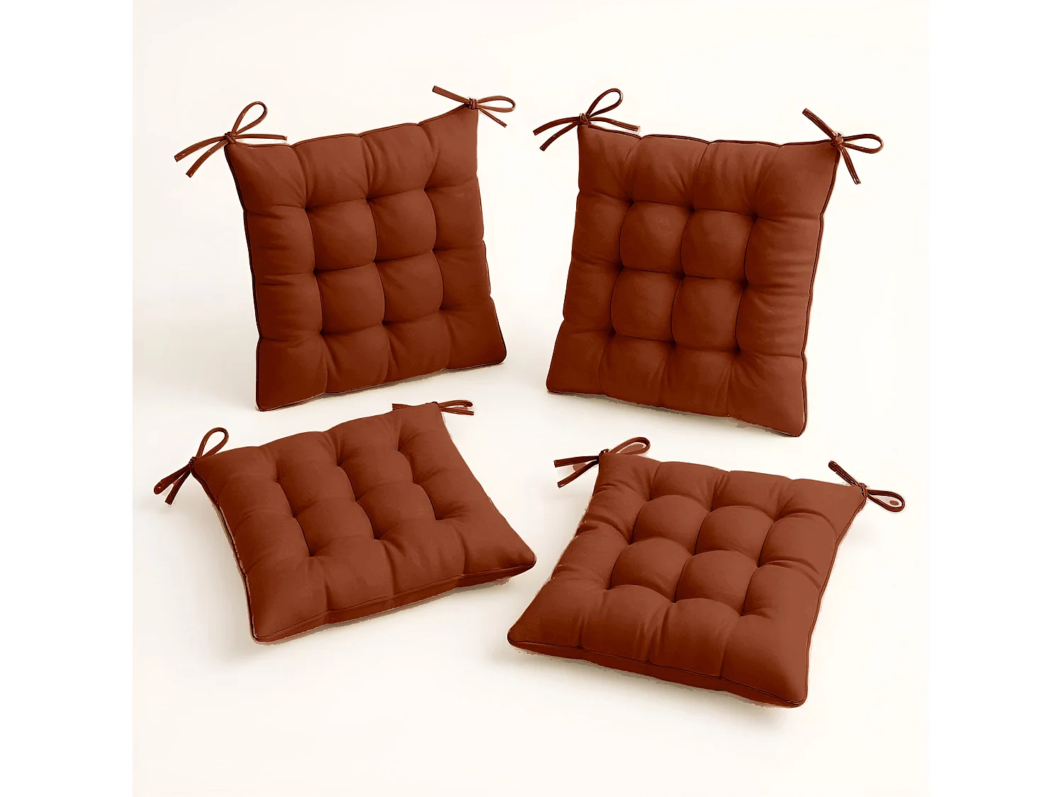 Lot de 4 Galettes de chaise 40 x 40 cm - Terracotta