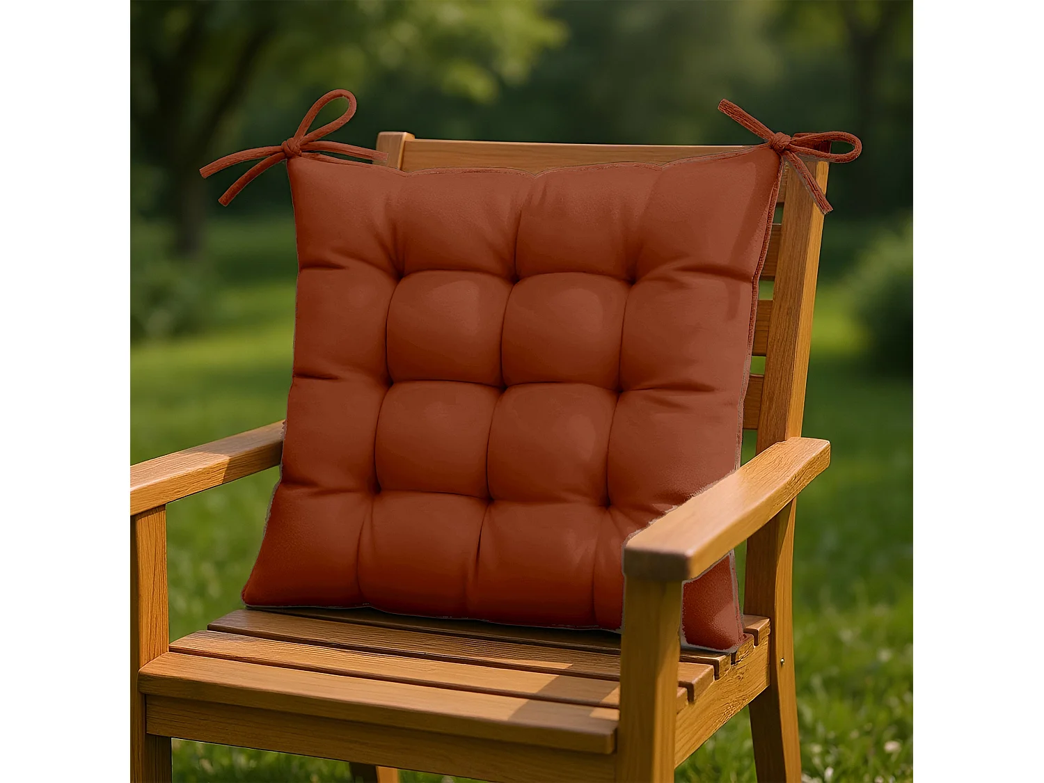 Lot de 4 Galettes de chaise 40 x 40 cm - Terracotta