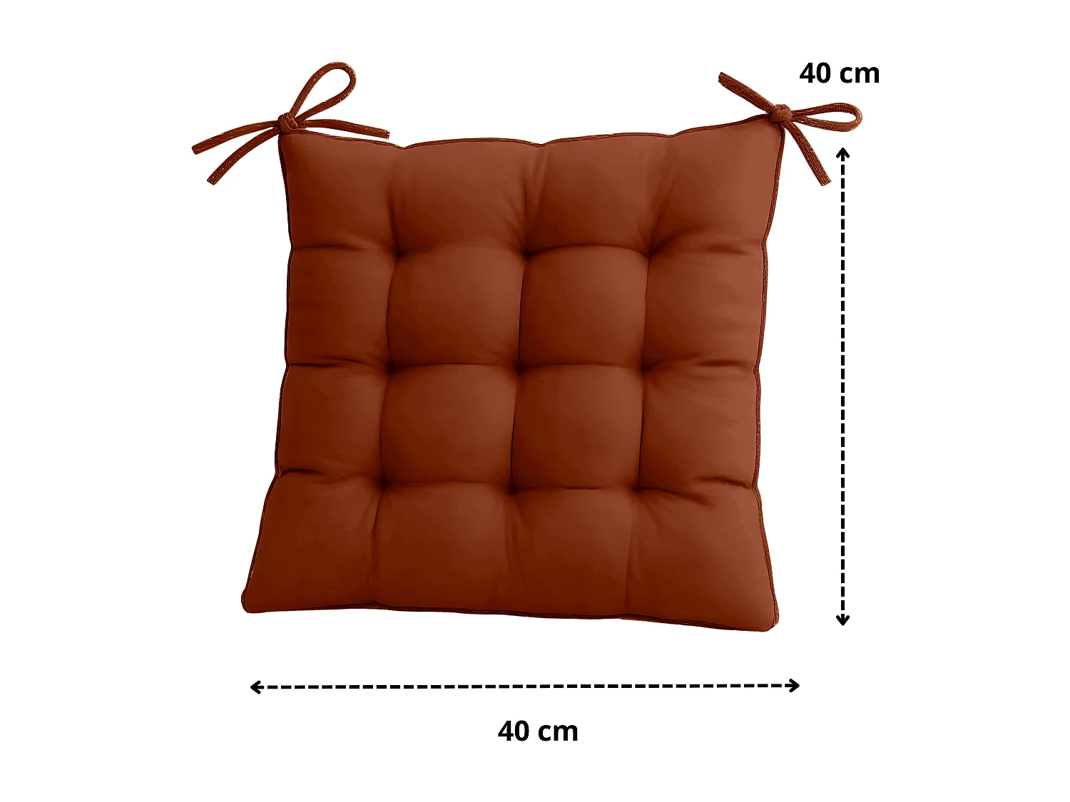 Lot de 4 Galettes de chaise 40 x 40 cm - Terracotta