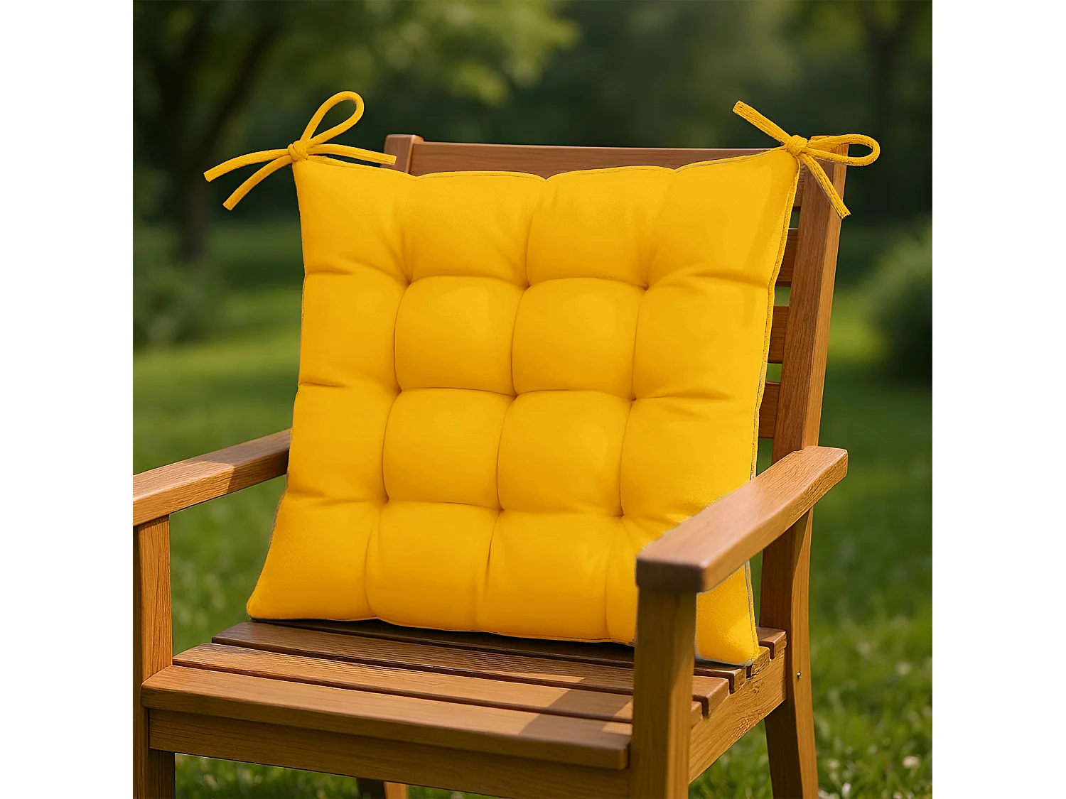 Lot de 4 Galettes de chaise 40 x 40 cm - Jaune miel