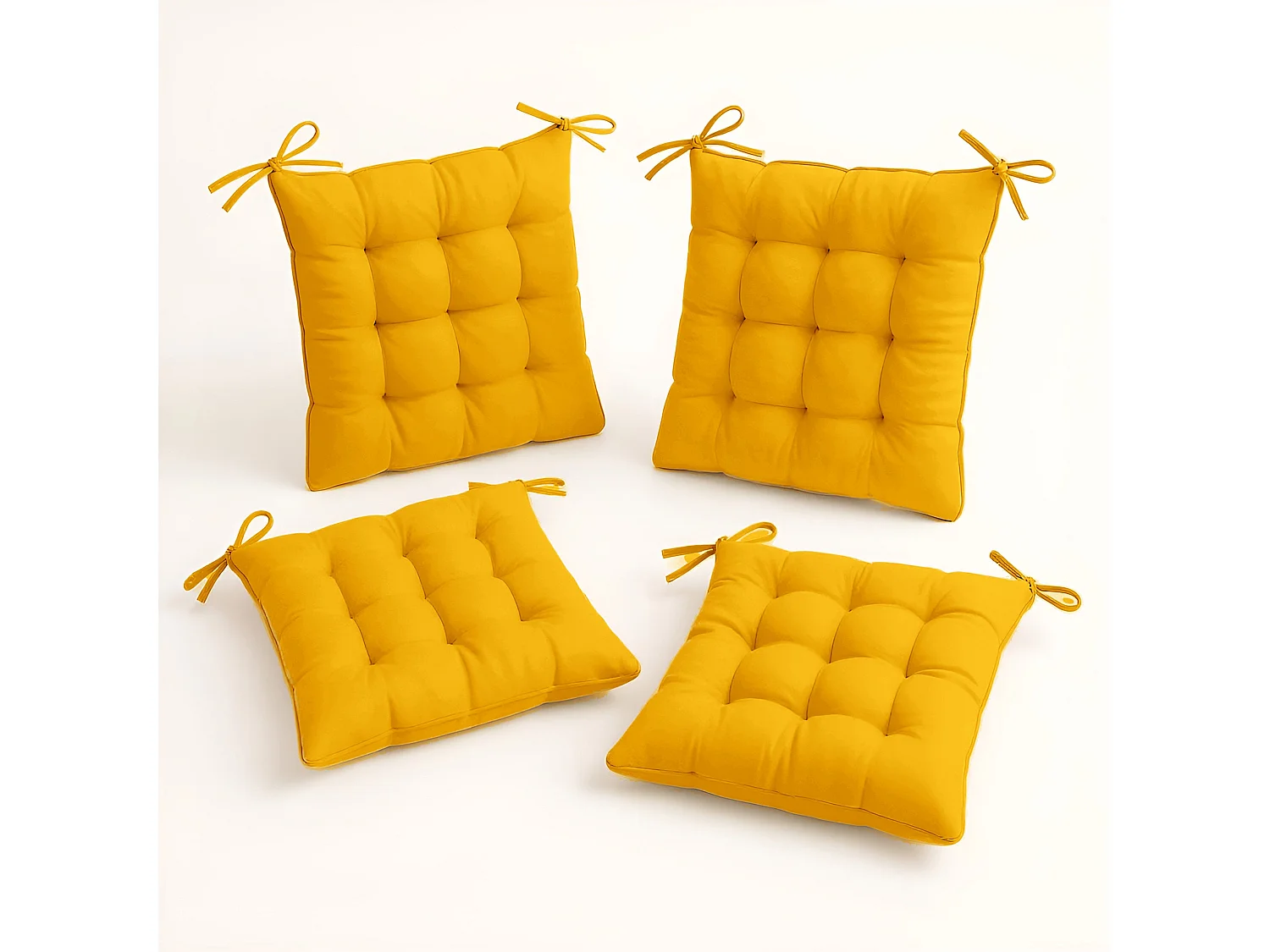 Lot de 4 Galettes de chaise 40 x 40 cm - Jaune miel