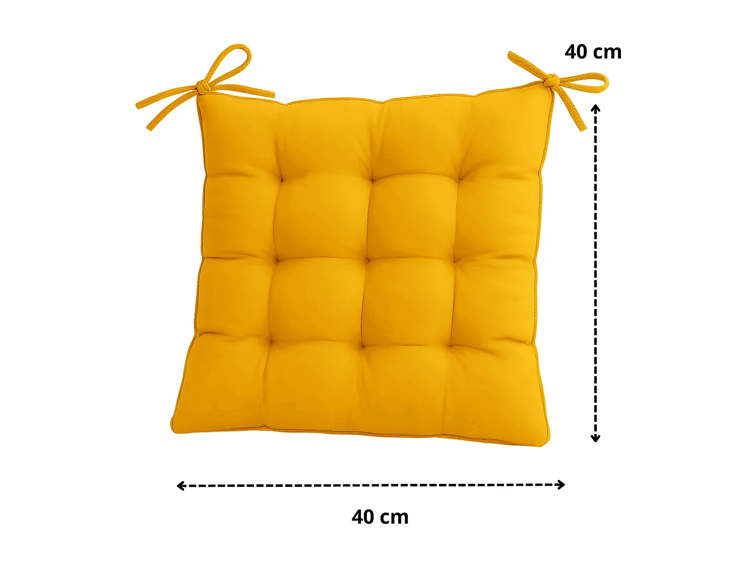 Lot de 4 Galettes de chaise en polyester 40 x 40 cm jaune