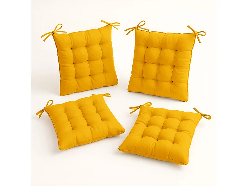 Lot de 4 Galettes de chaise 40 x 40 cm - Jaune miel