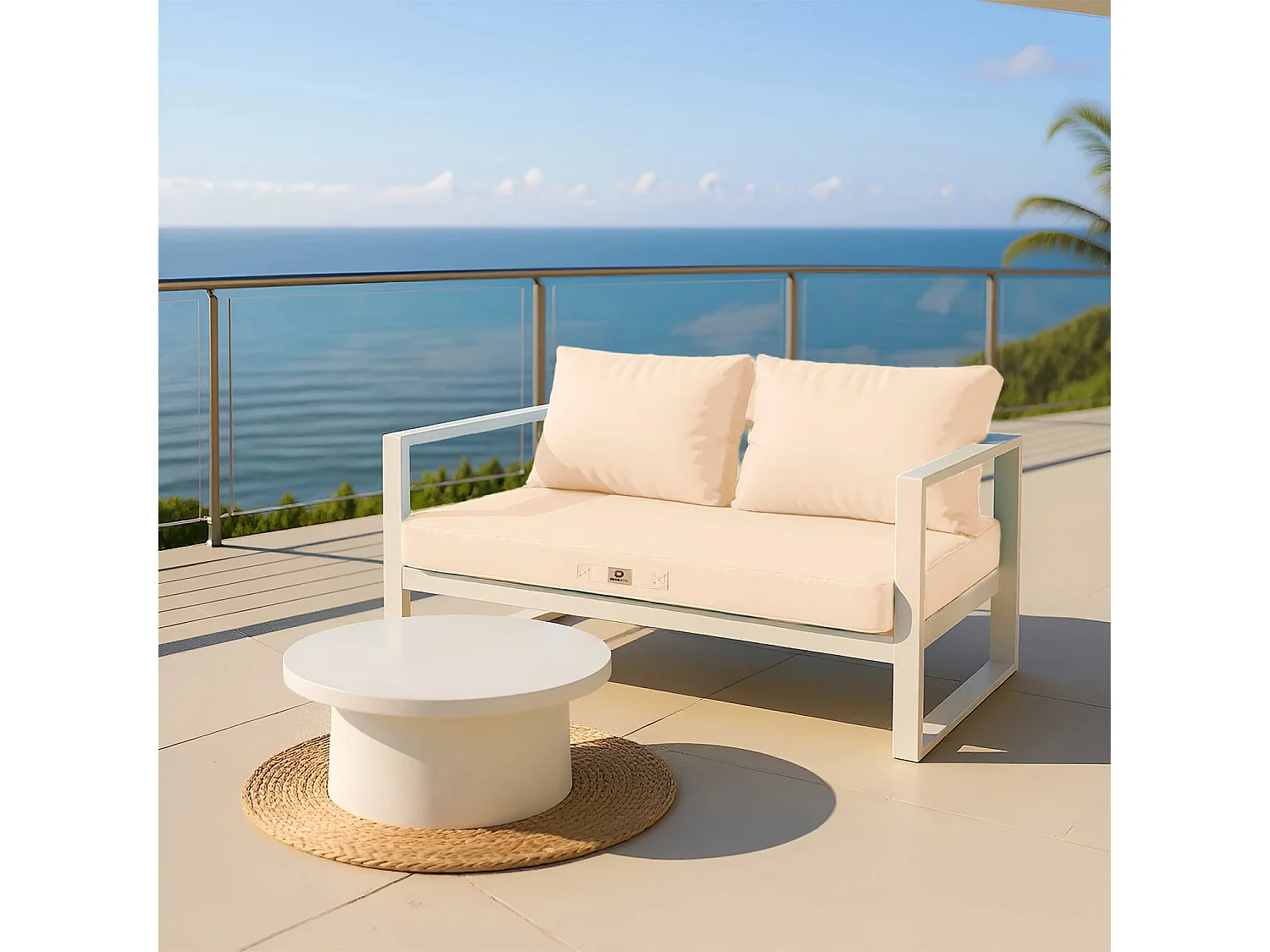 Coussins pour salon de jardin déhoussable 100x50cm Beige