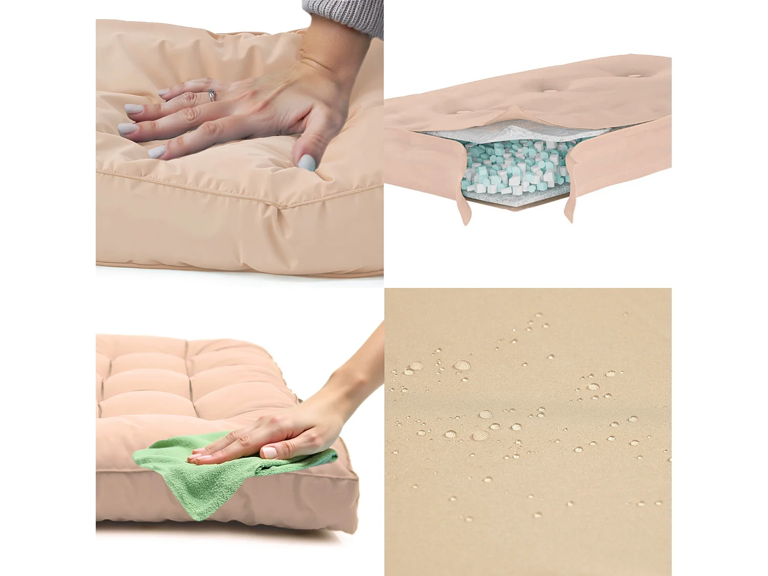 Coussins pour salon de jardin capitonné 60x60cm Beige